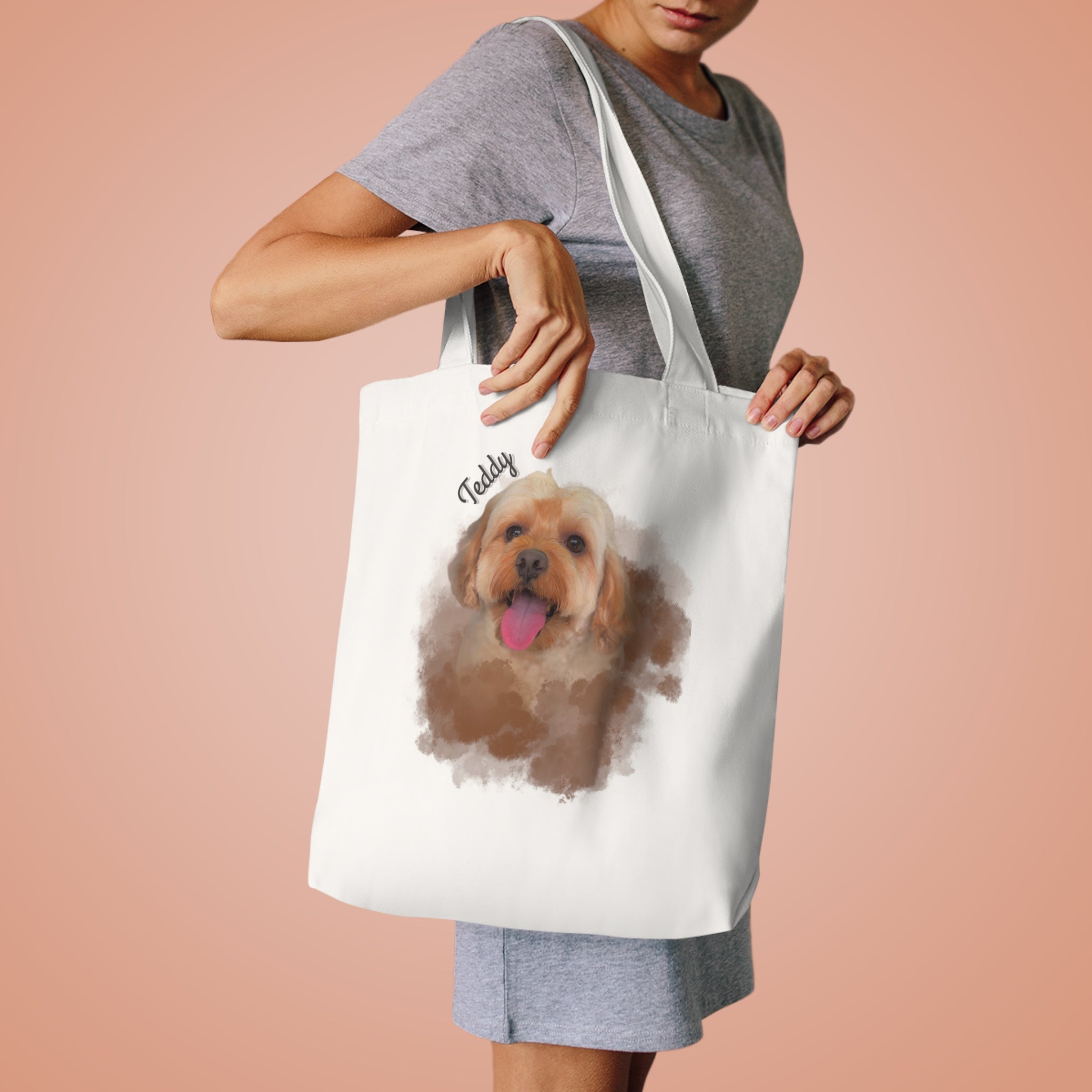 (Teddy) Personalized Dog Lover Tote Bag