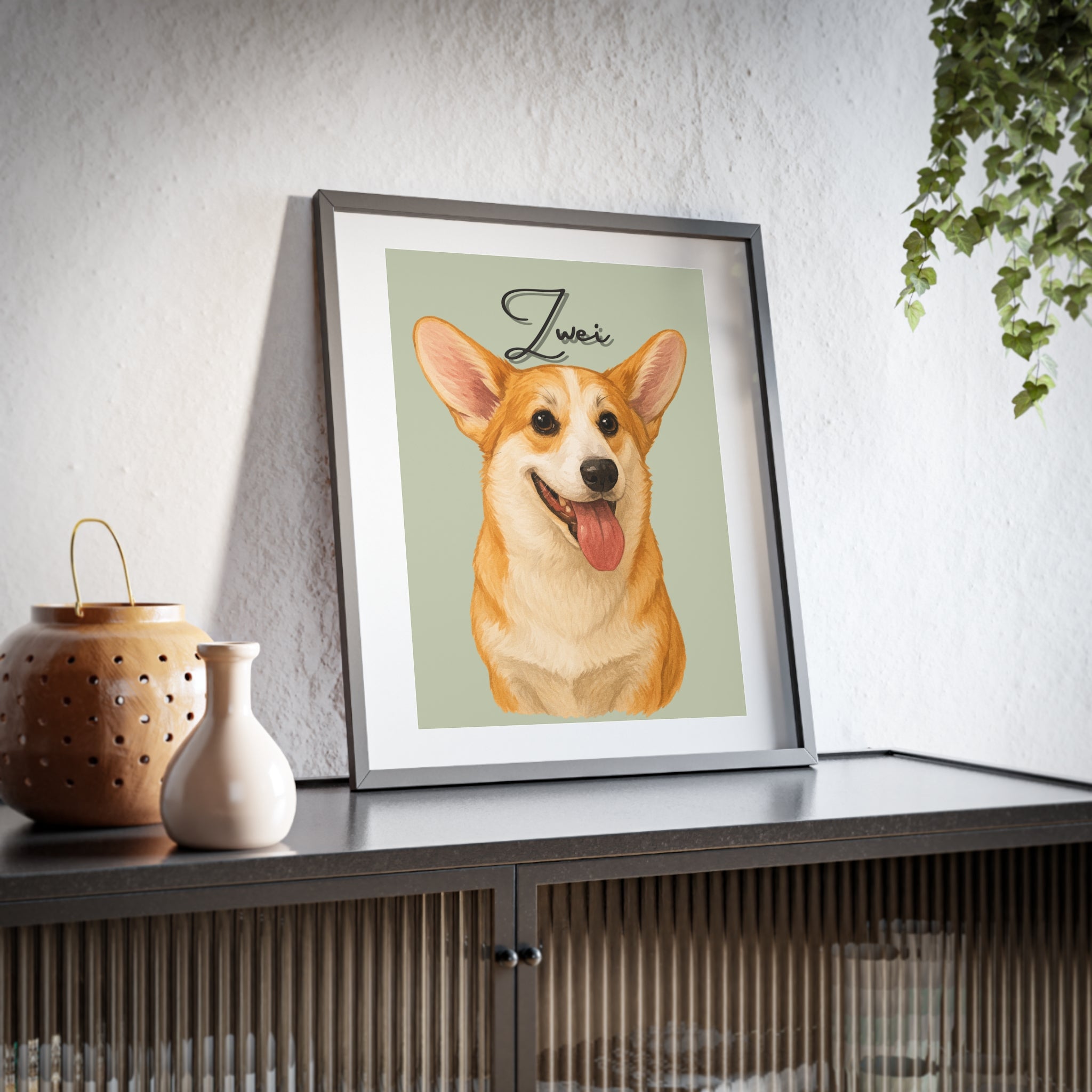 (Zwei) Playful Dog Framed Poster