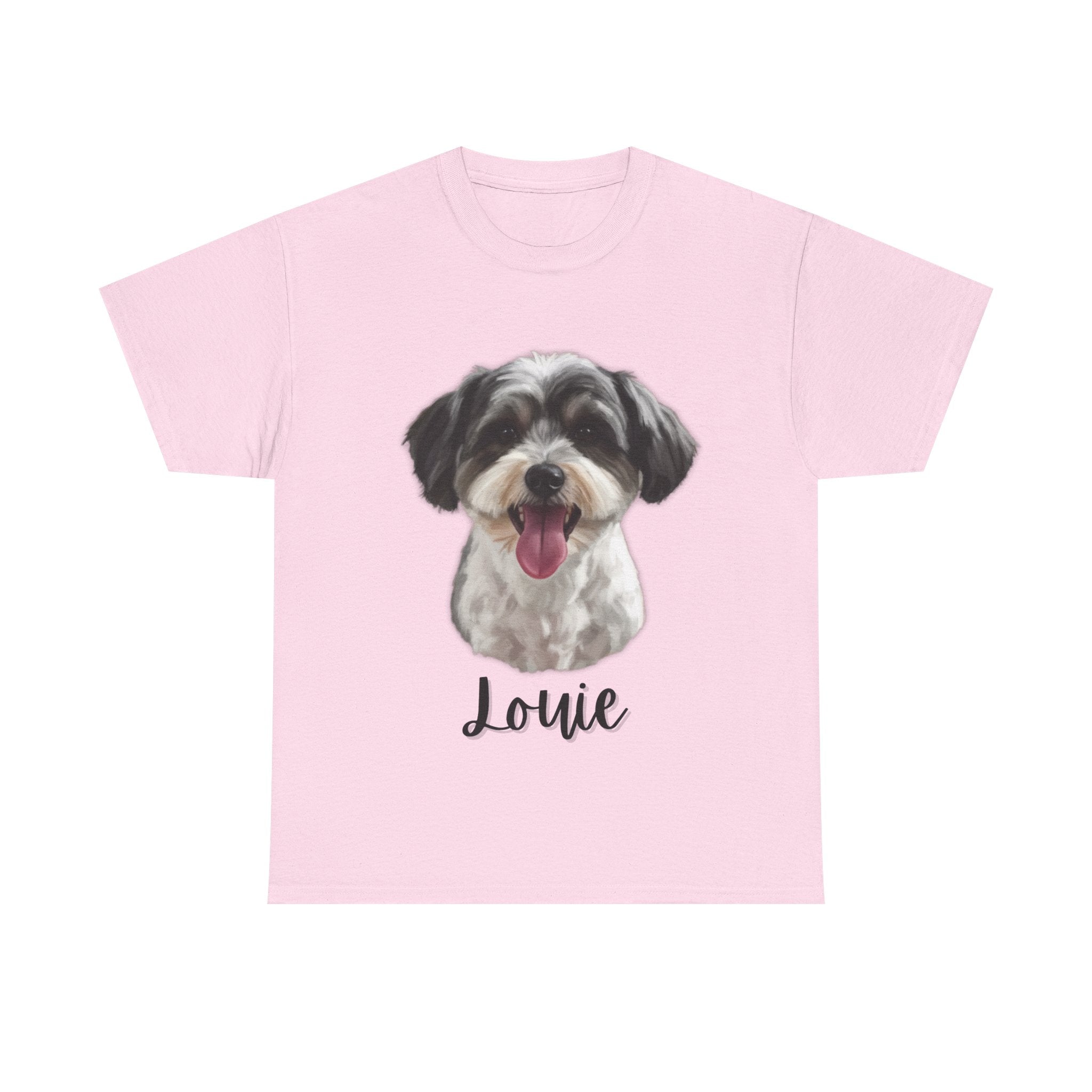 (Louie) Whimsical Dog Portrait Tee Shirt