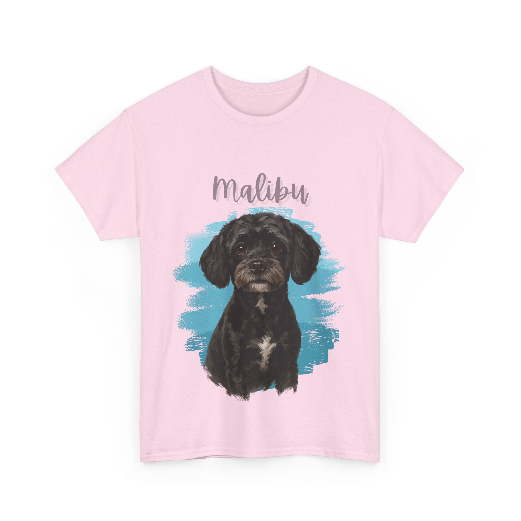 (Malibu) Whimsical Dog Portrait Tee Shirt