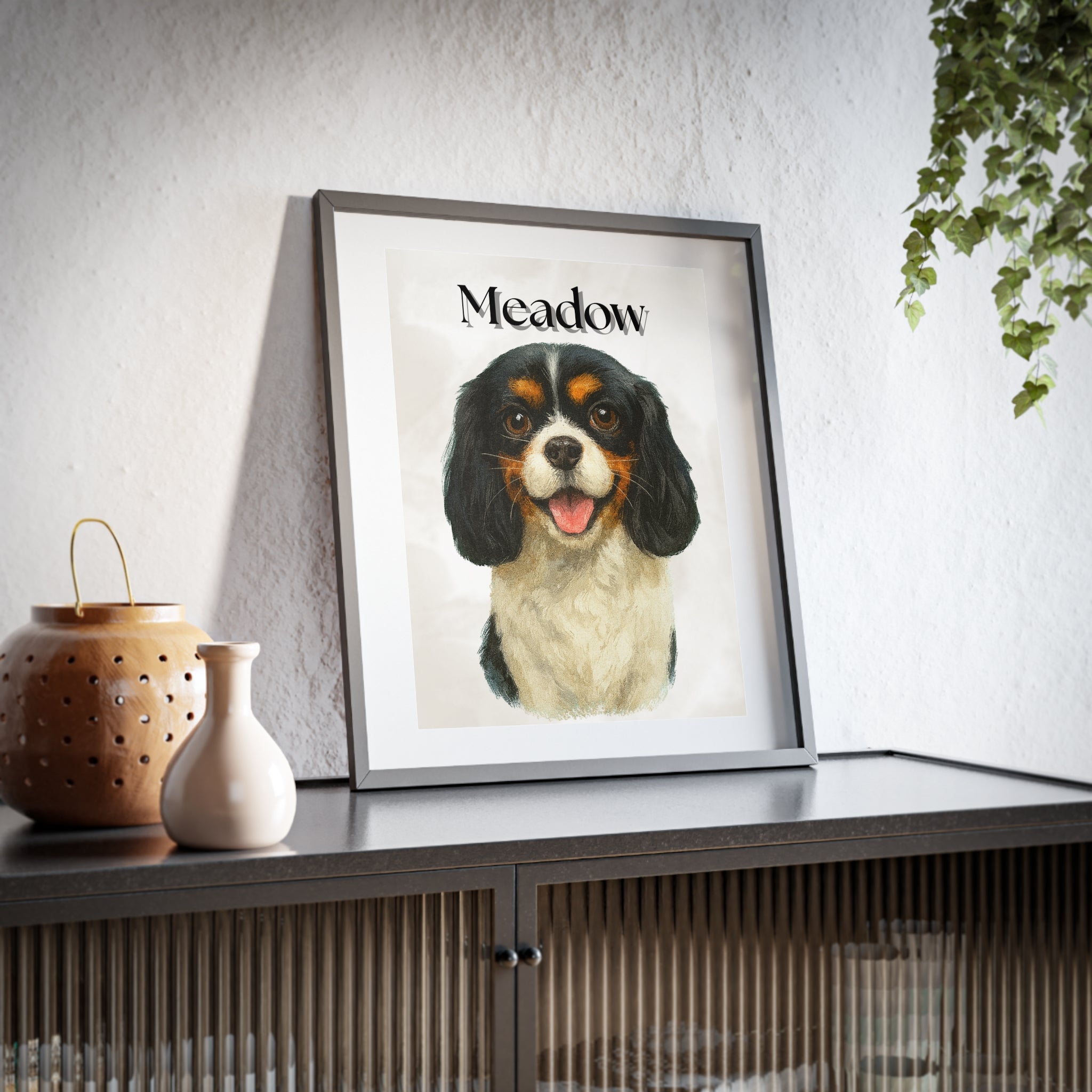 (Meadow) Playful Dog Framed Poster