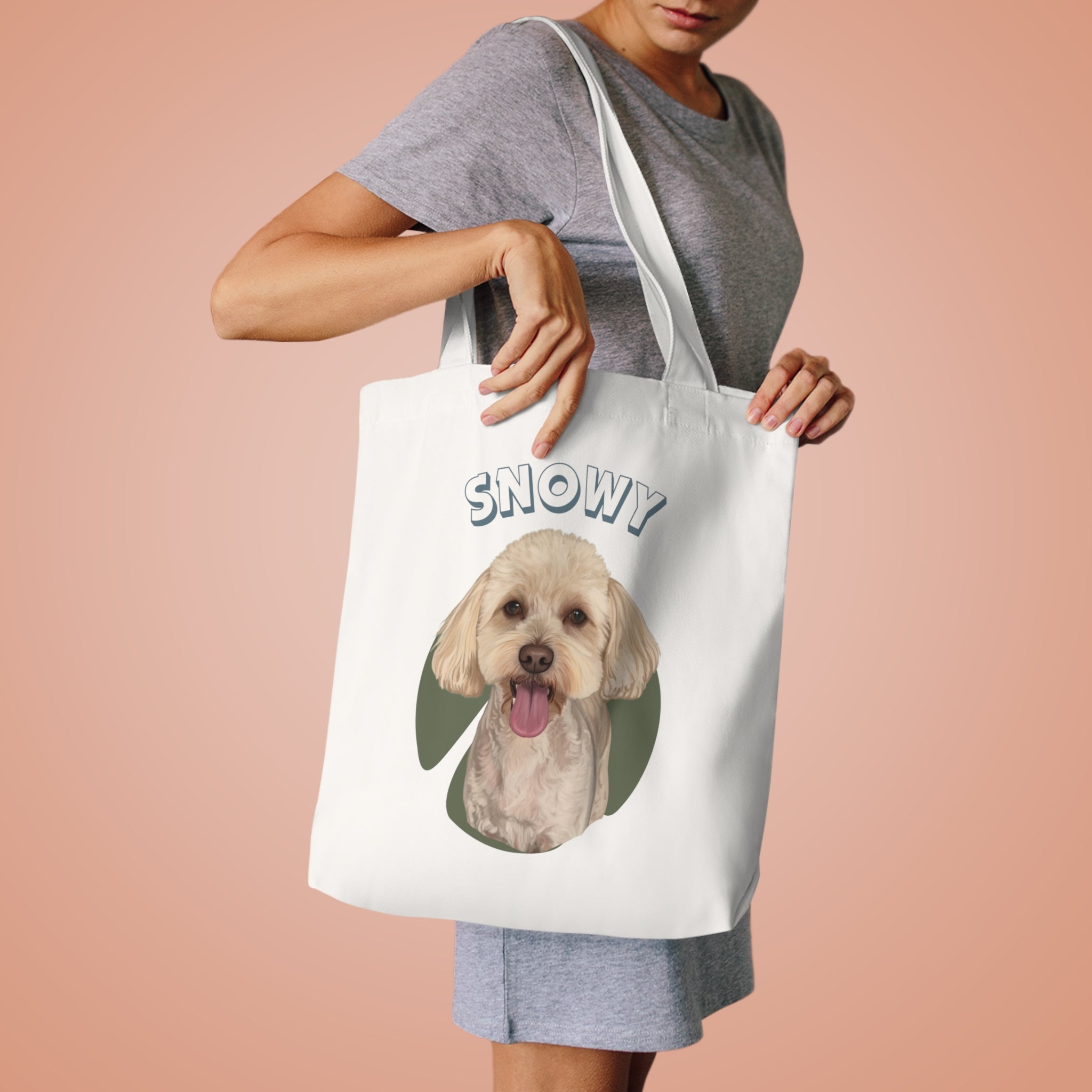 (Snowy) Personalized Dog Lover Tote Bag