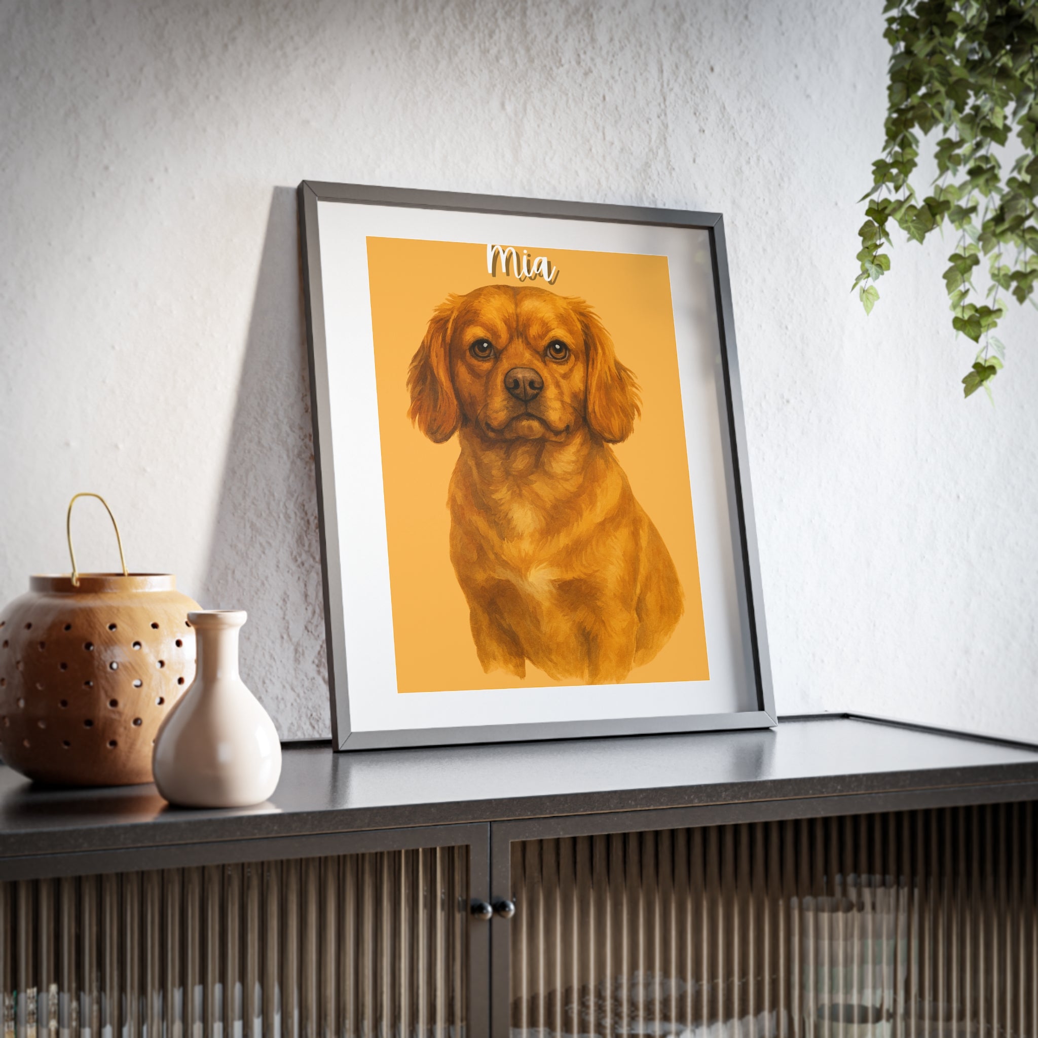 (Mia) Playful Dog Framed Poster