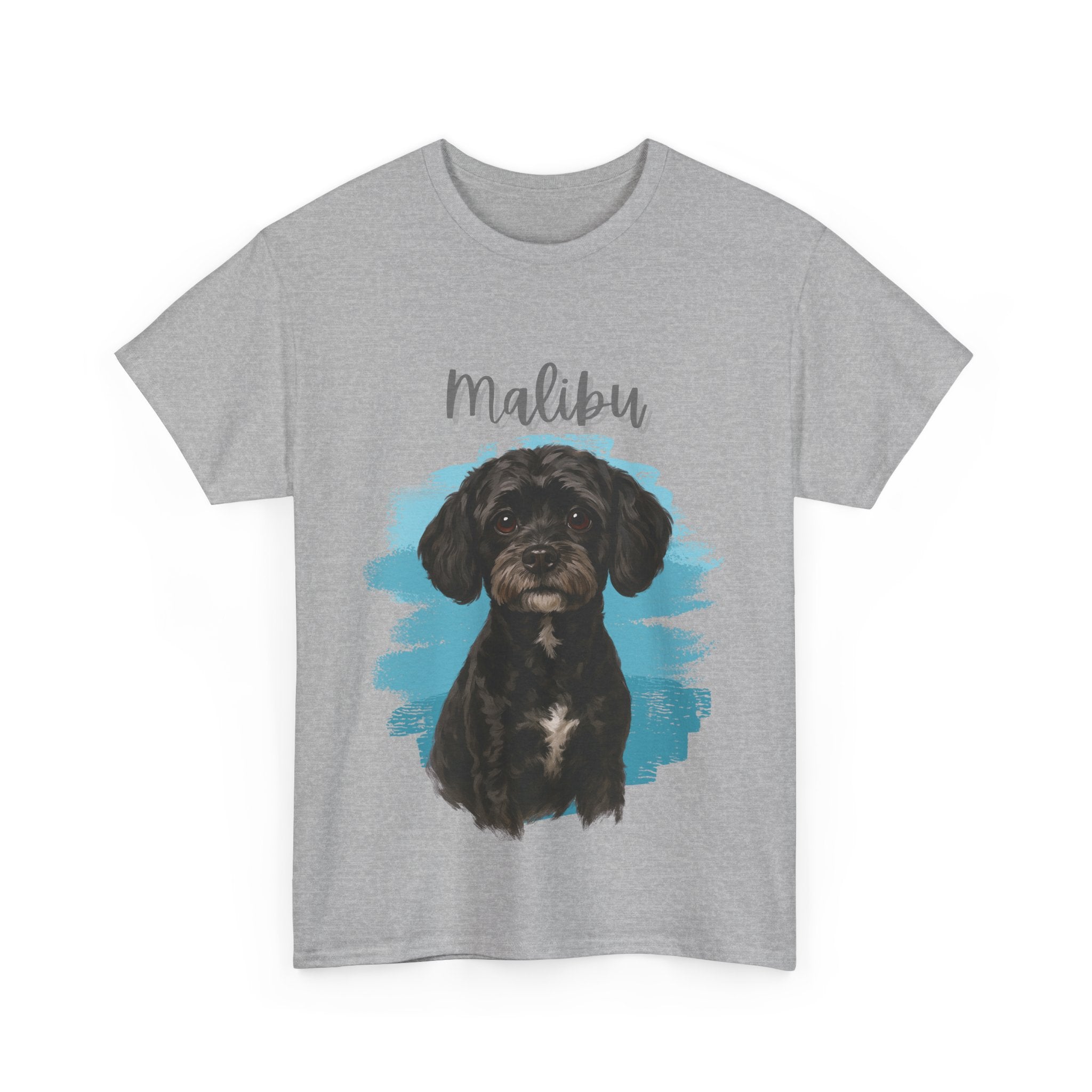 (Malibu) Whimsical Dog Portrait Tee Shirt