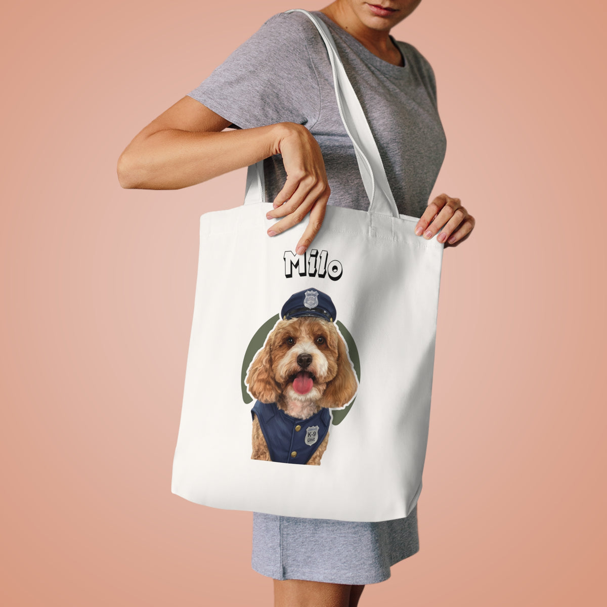 (Milo) Personalized Dog Lover Tote Bag