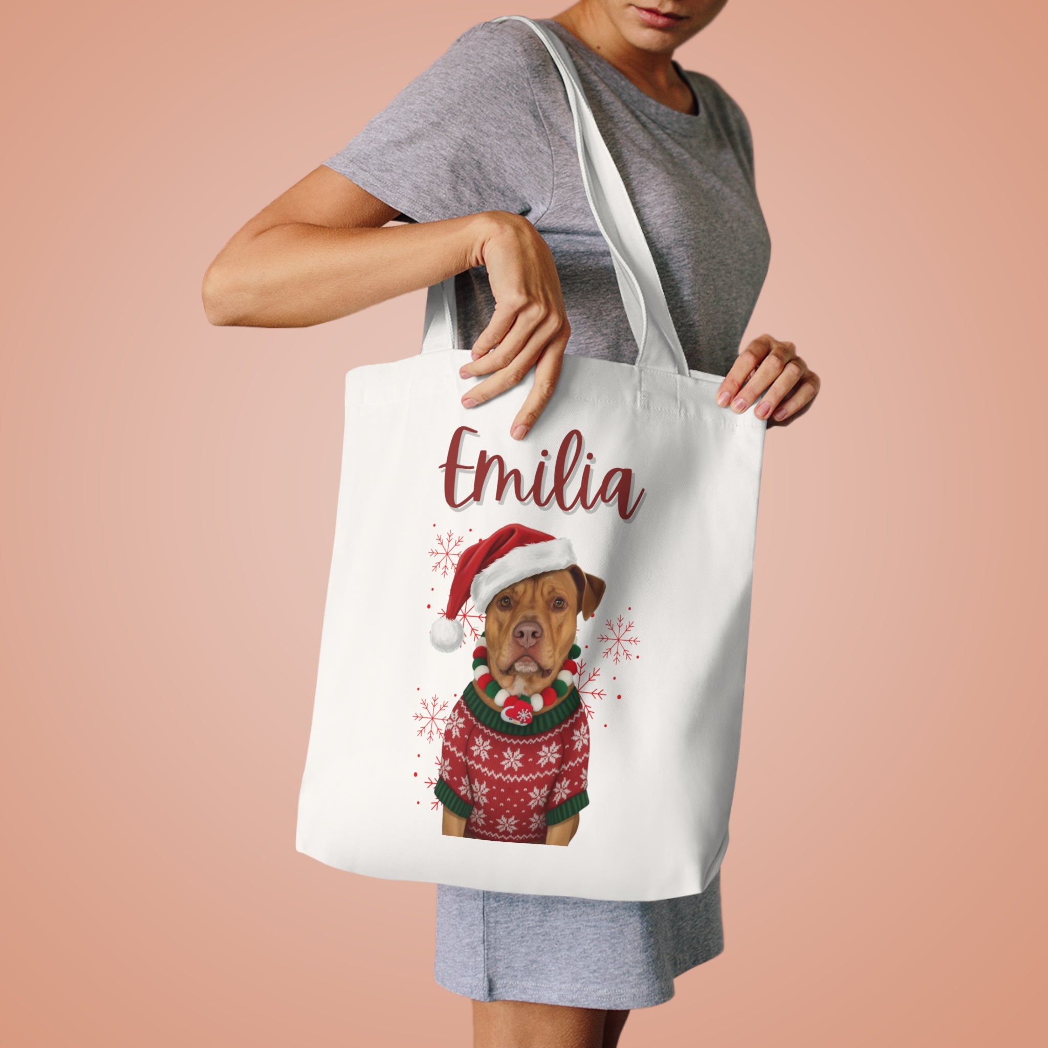 (Emilia) Personalized Dog Lover Tote Bag