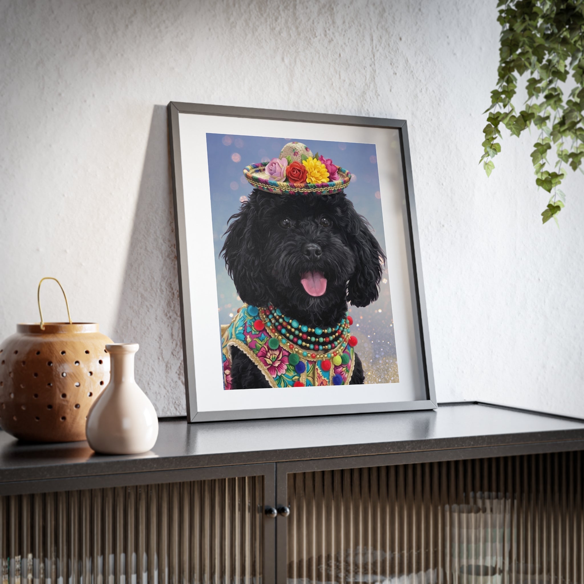 (George) Playful Dog Framed Poster