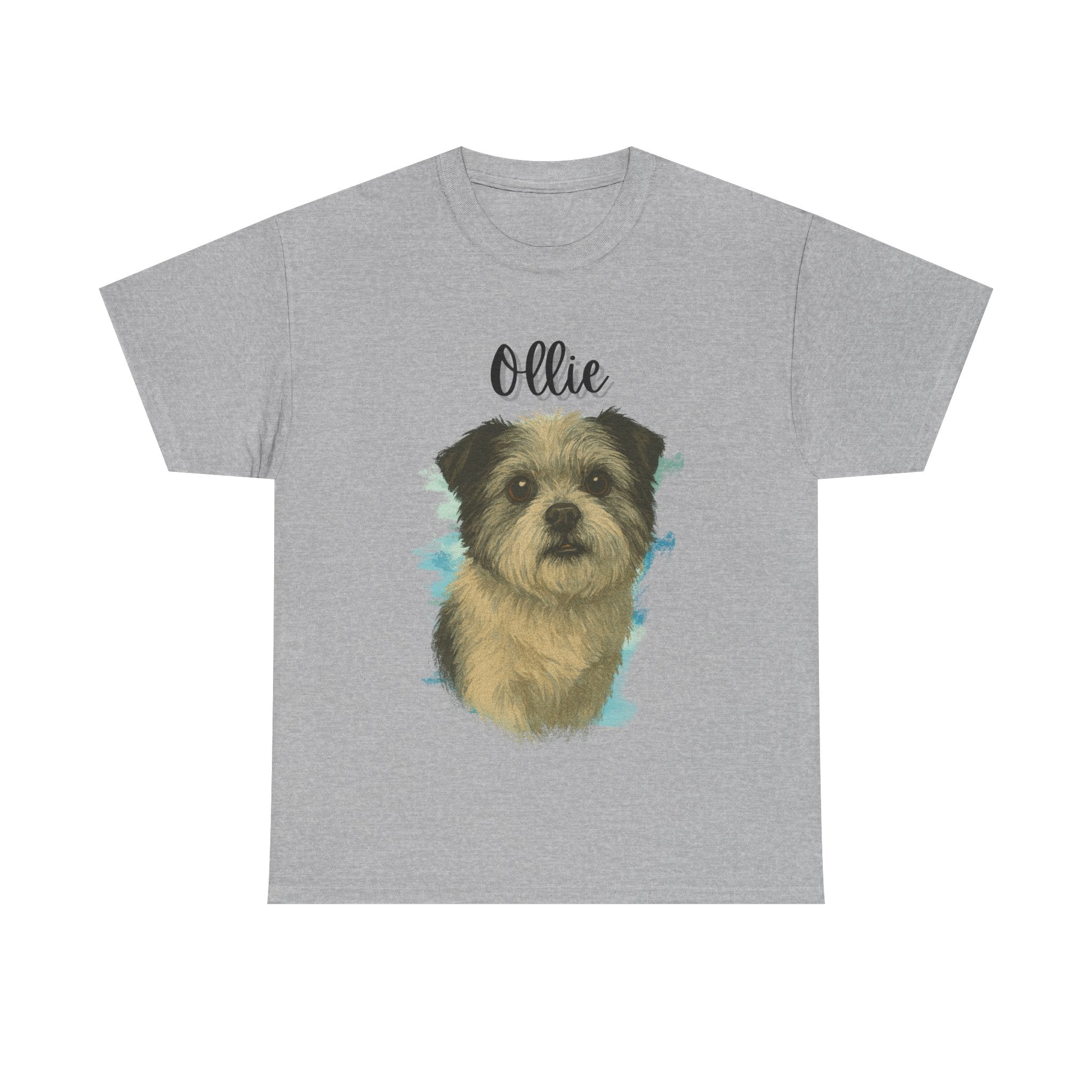 (Ollie) Whimsical Dog Portrait Tee Shirt