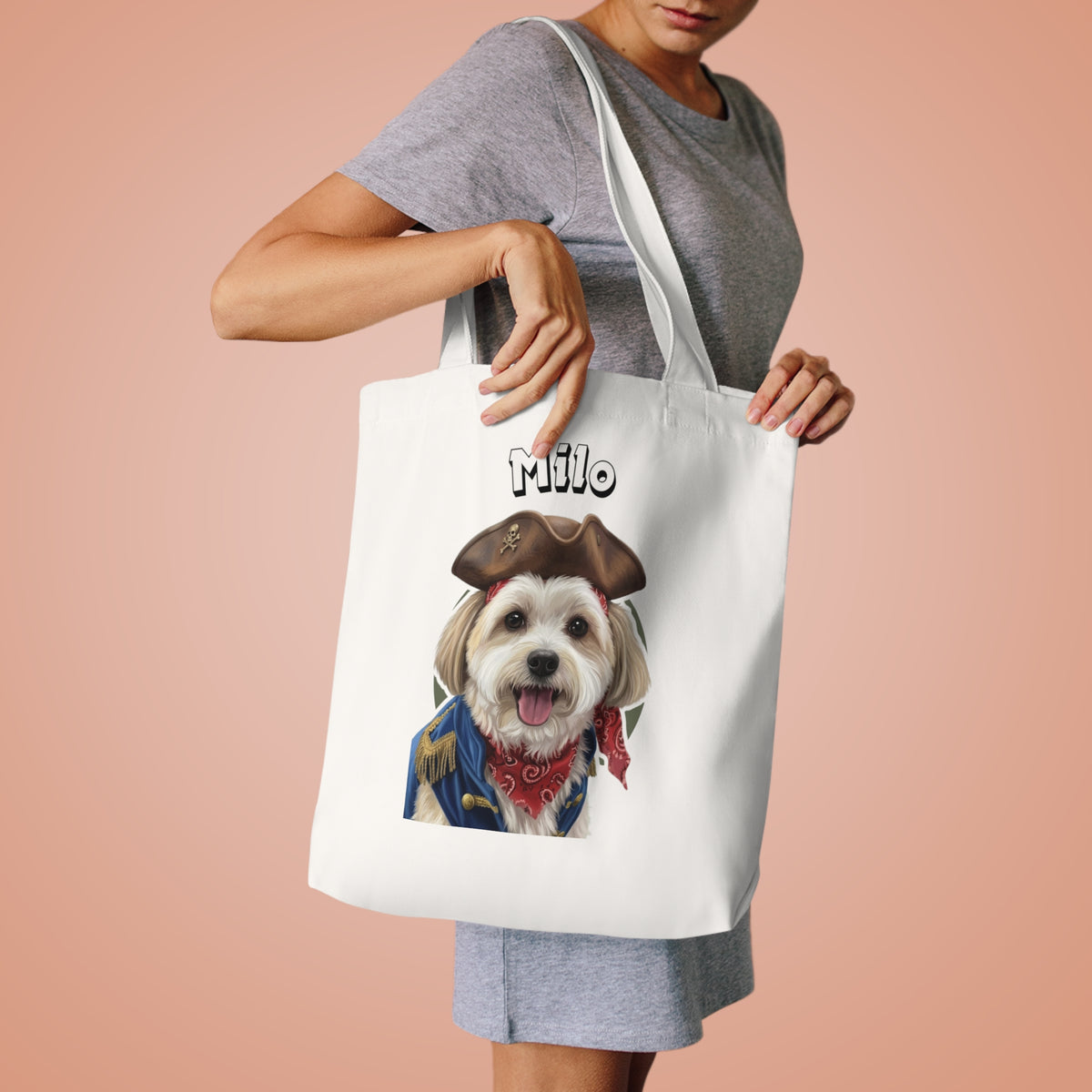 (Milo) Personalized Dog Lover Tote Bag