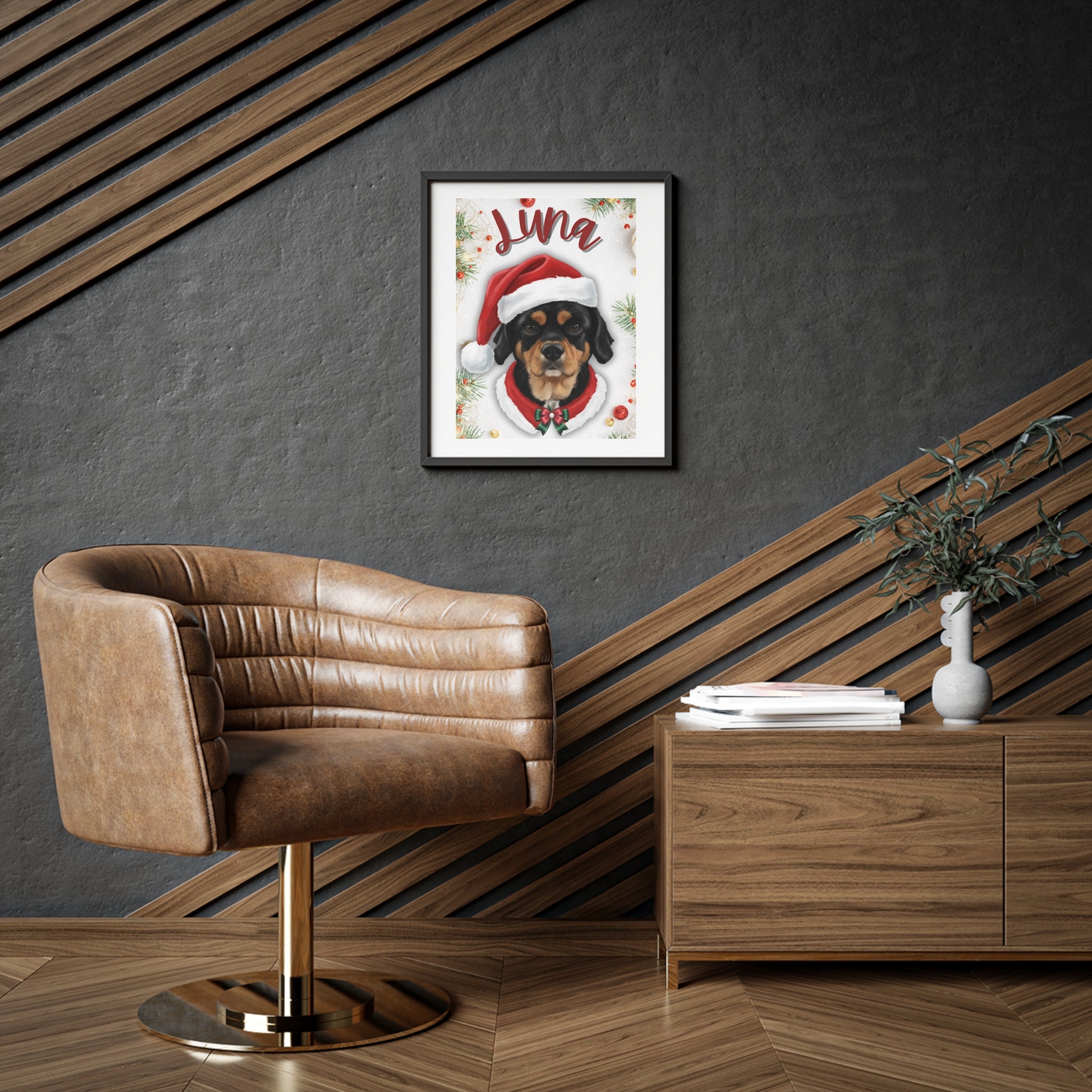 (Luna) Playful Dog Framed Poster