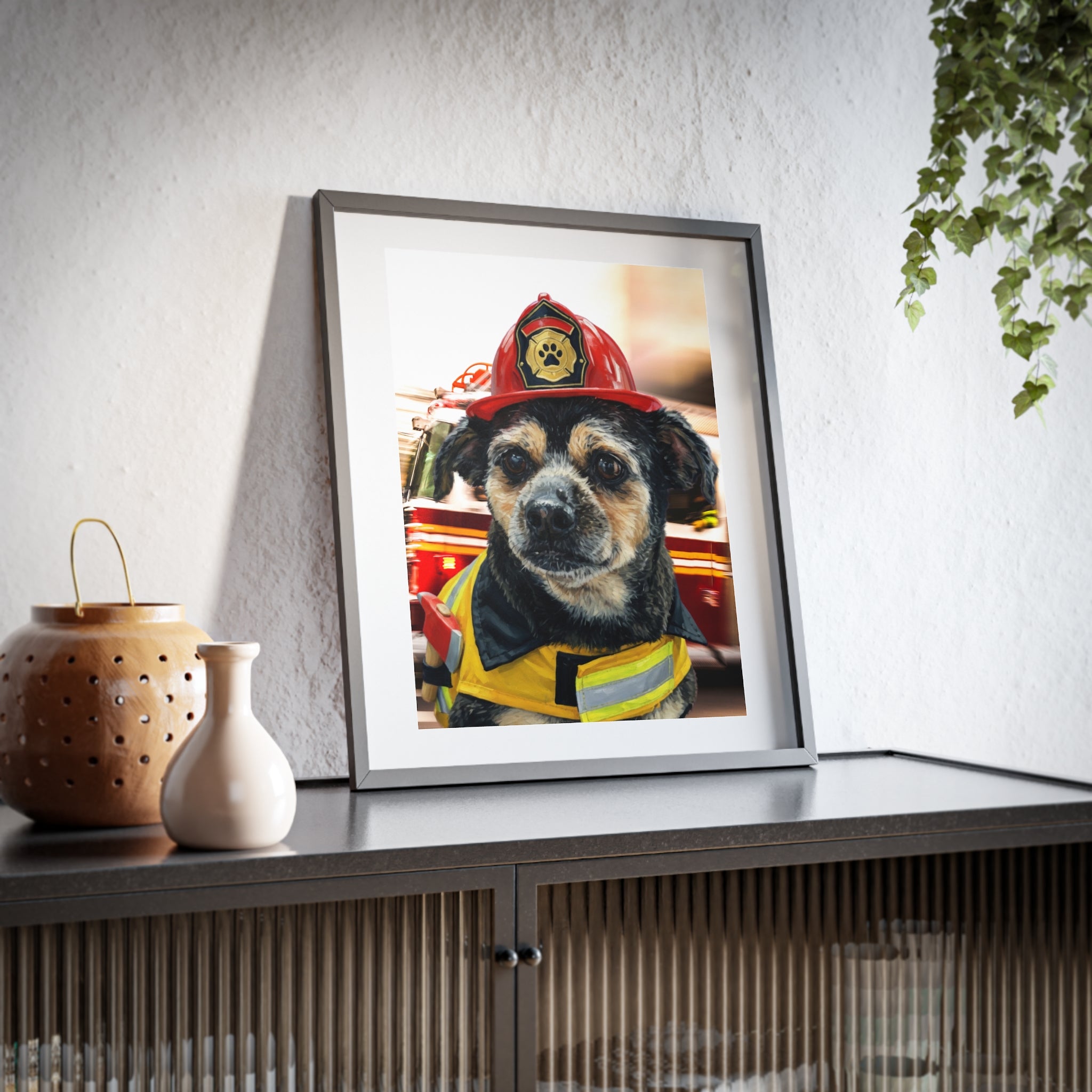 (Pugs) Playful Dog Framed Poster