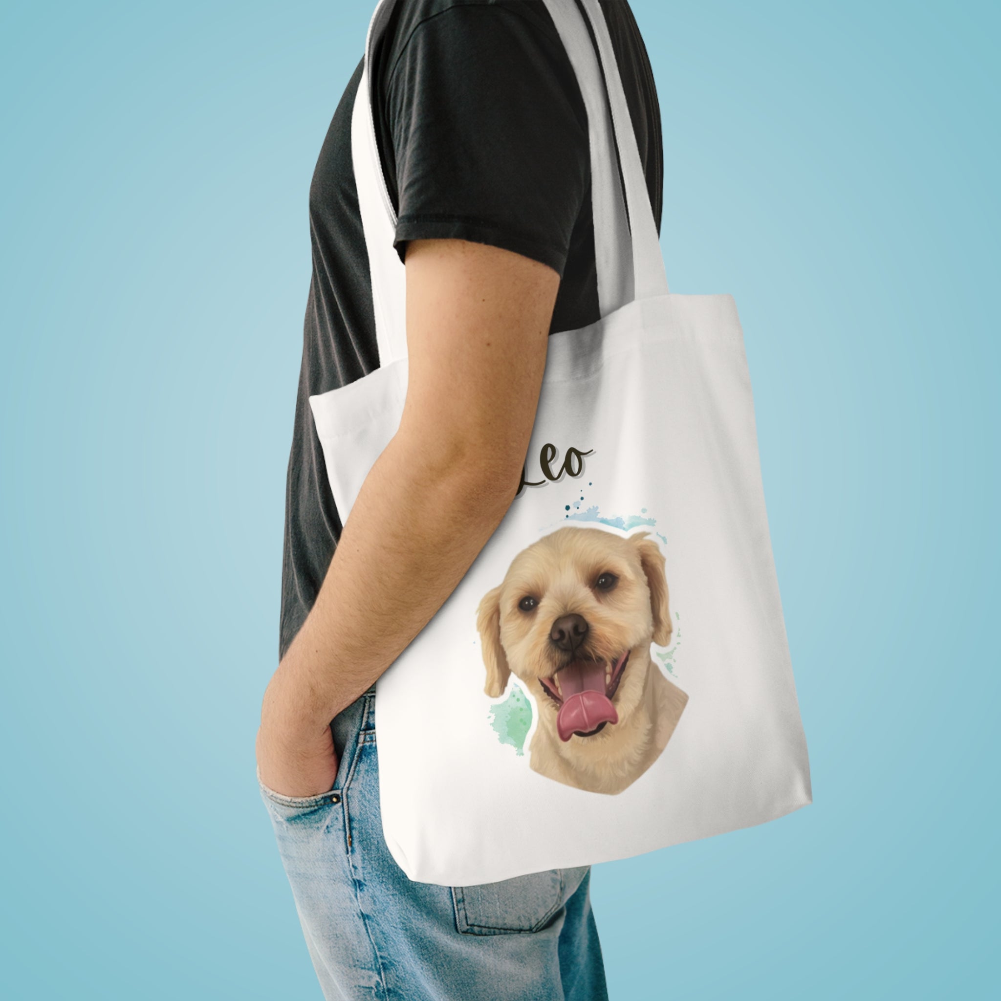 (Leo) Personalized Dog Lover Tote Bag
