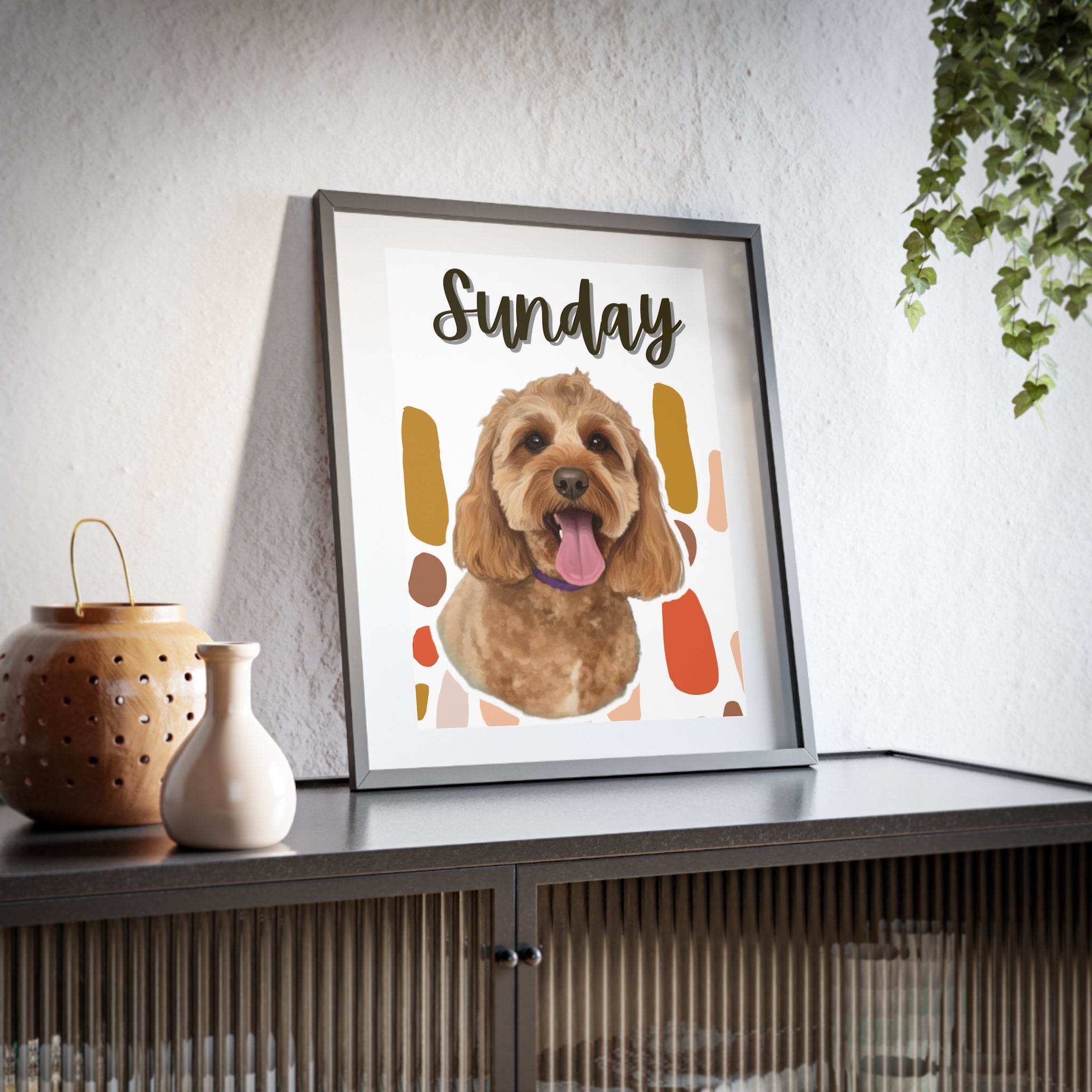 (Sunday) Playful Dog Framed Poster