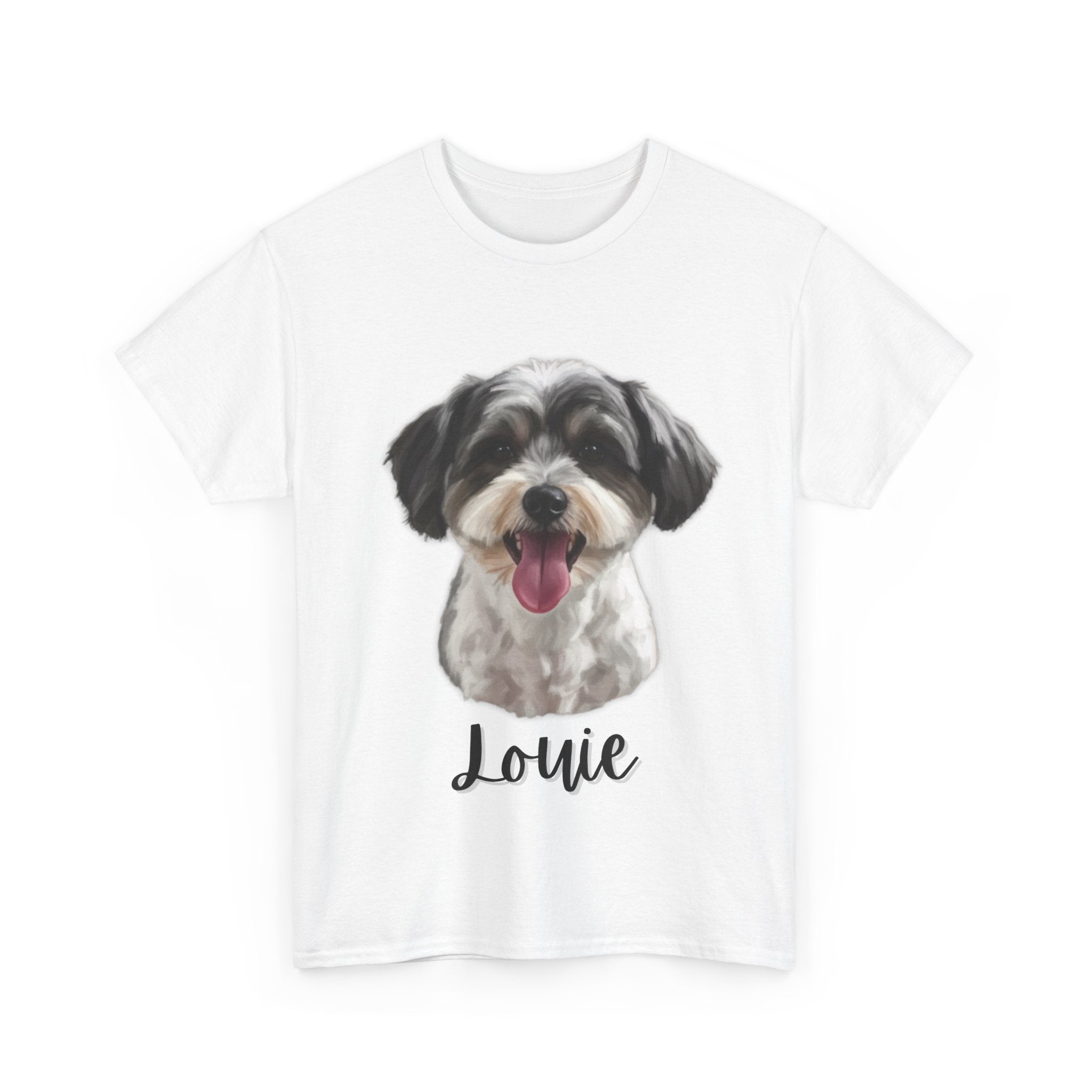 (Louie) Whimsical Dog Portrait Tee Shirt