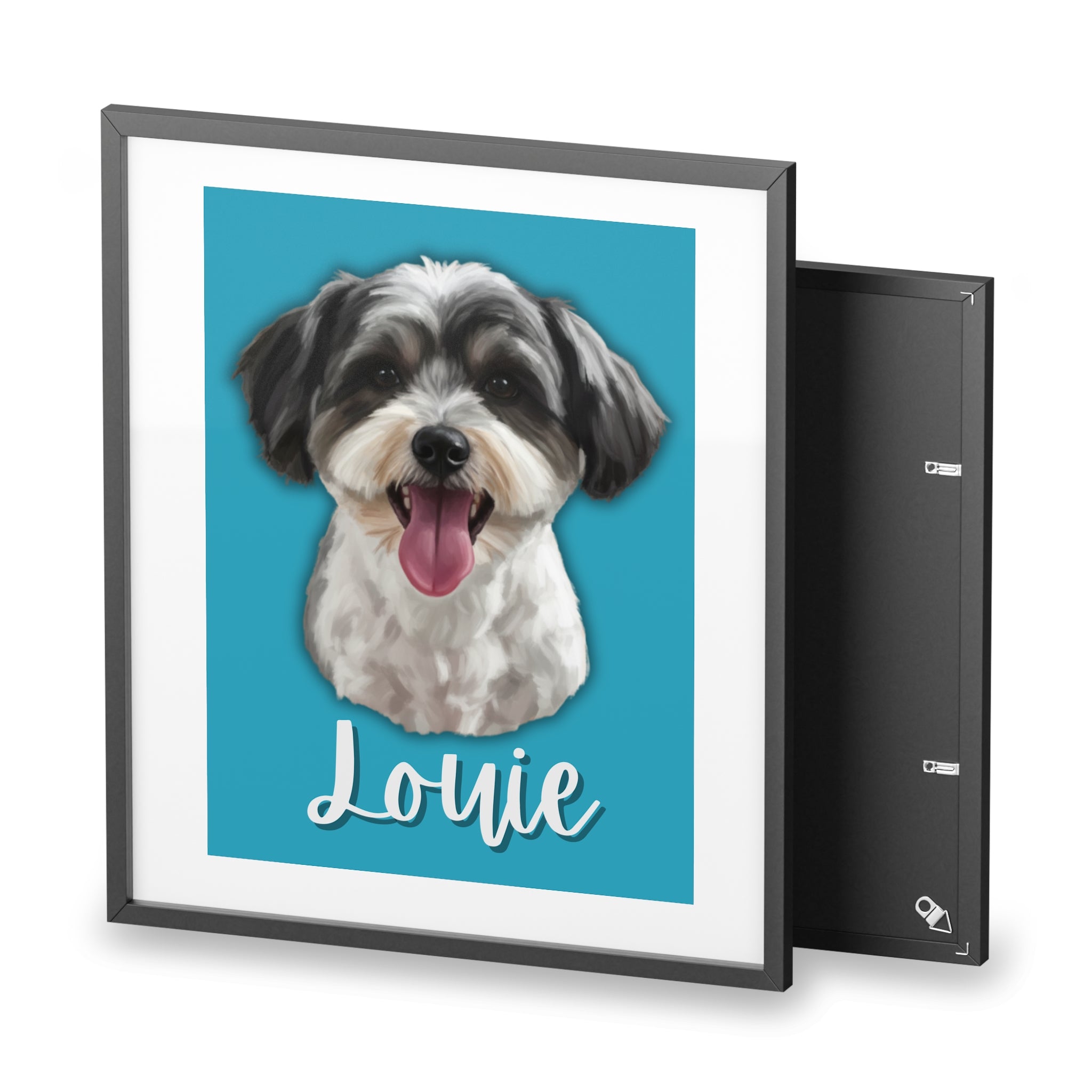(Louie) Playful Dog Framed Poster