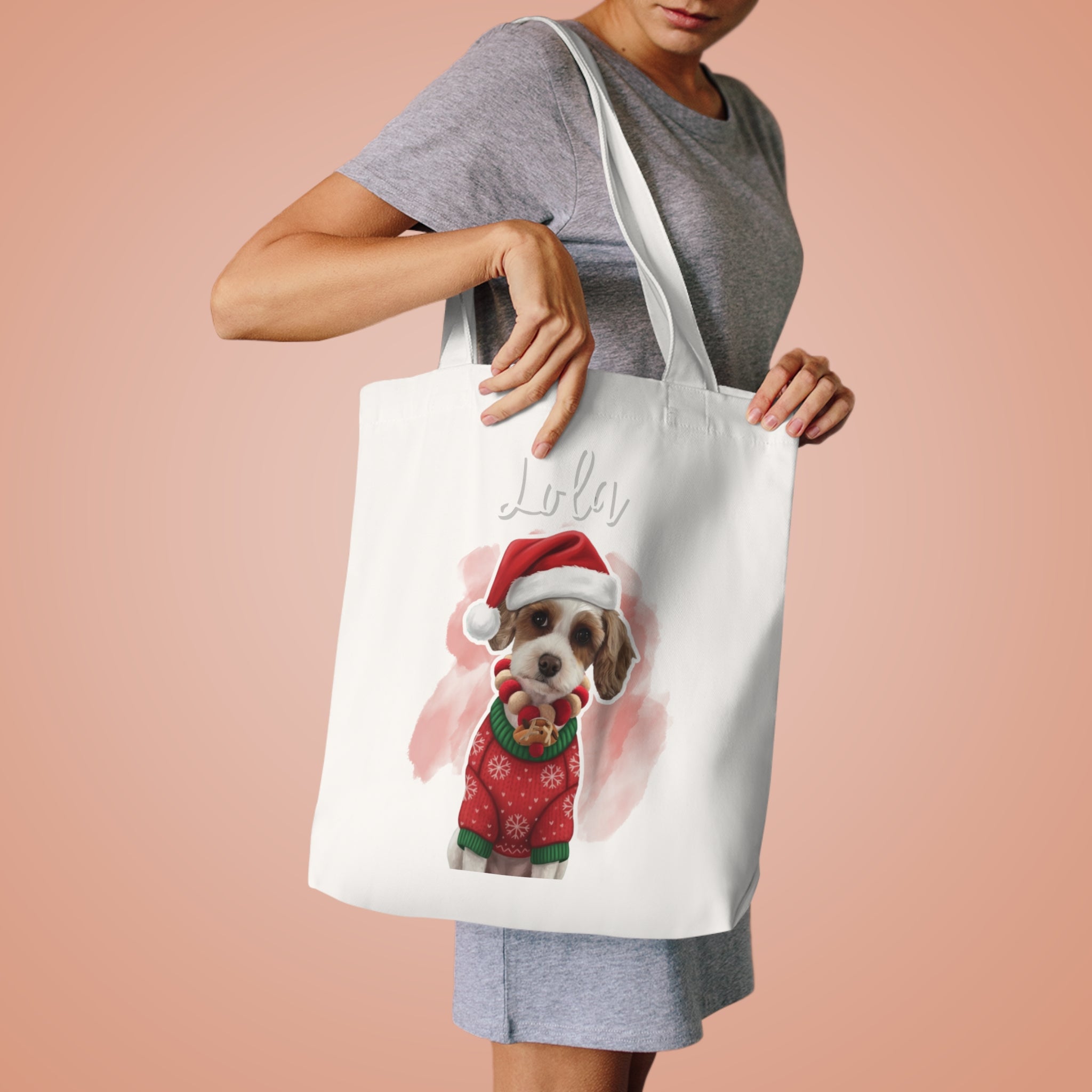 (Lola) Personalized Dog Lover Tote Bag