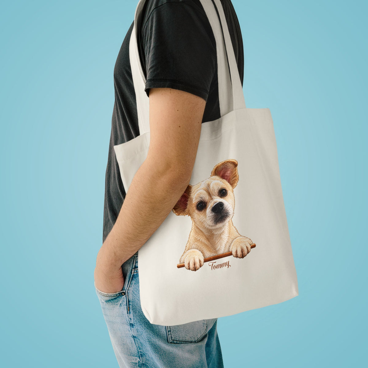 (Tommy) Personalized Dog Lover Tote Bag