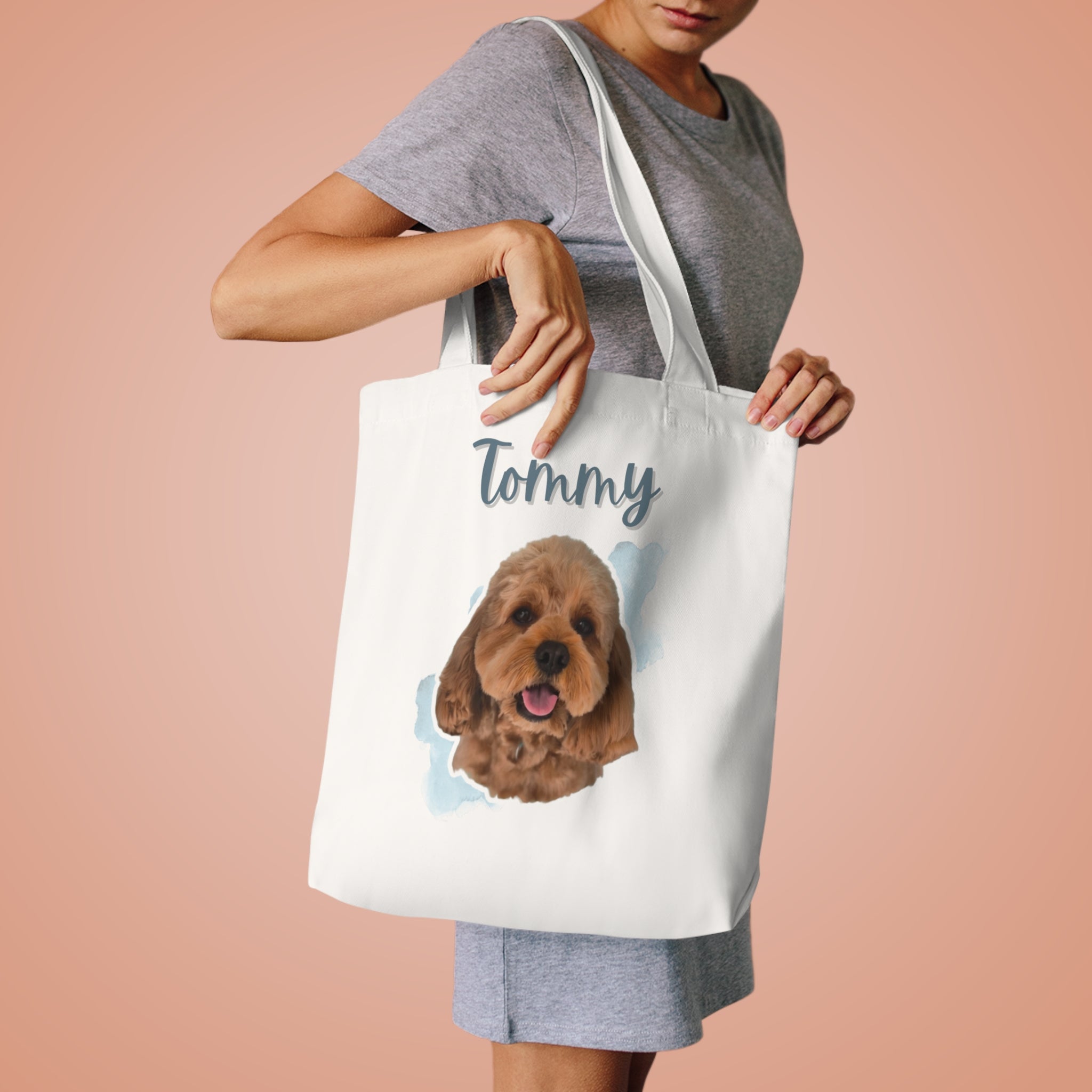 (Tommy) Personalized Dog Lover Tote Bag