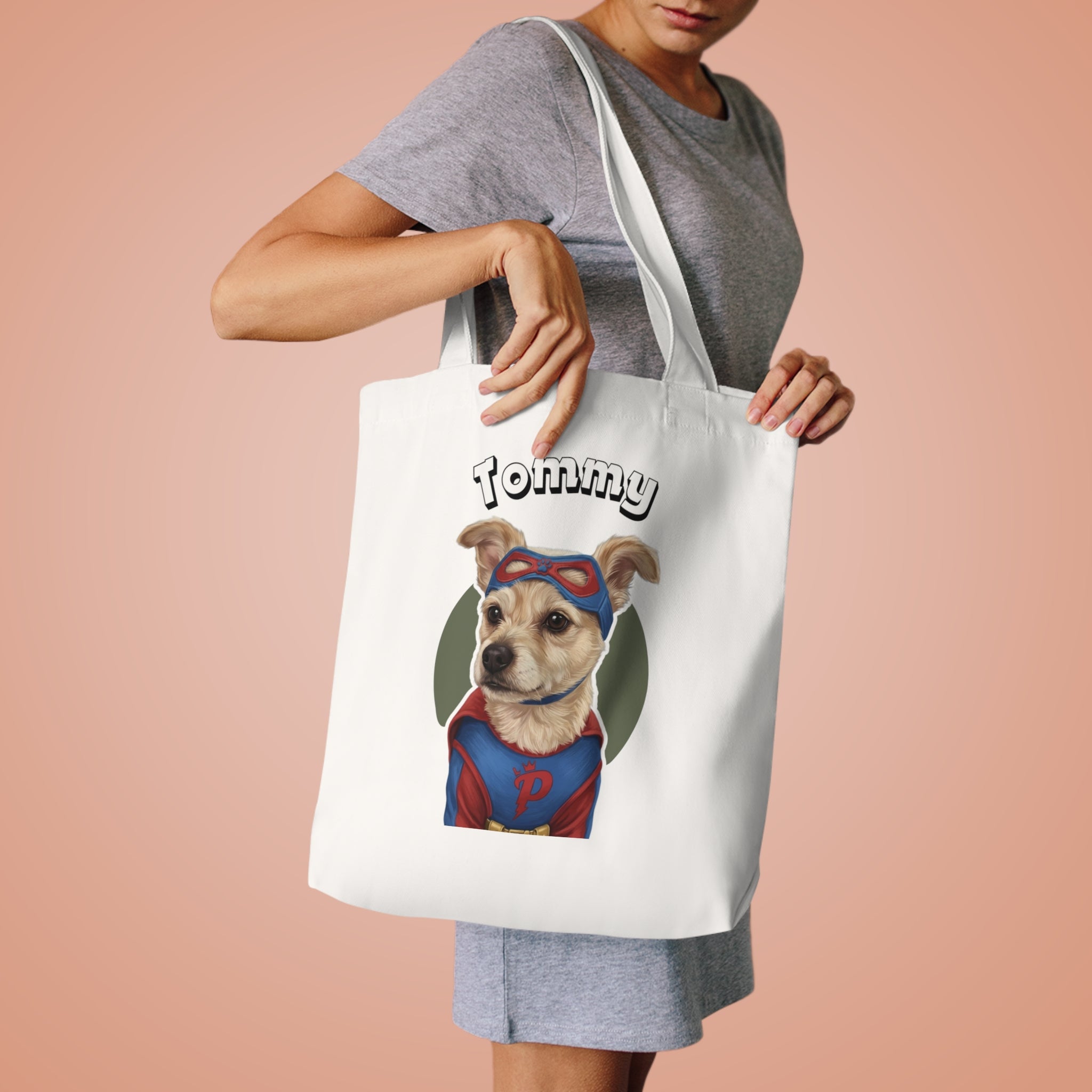 (Tommy) Personalized Dog Lover Tote Bag