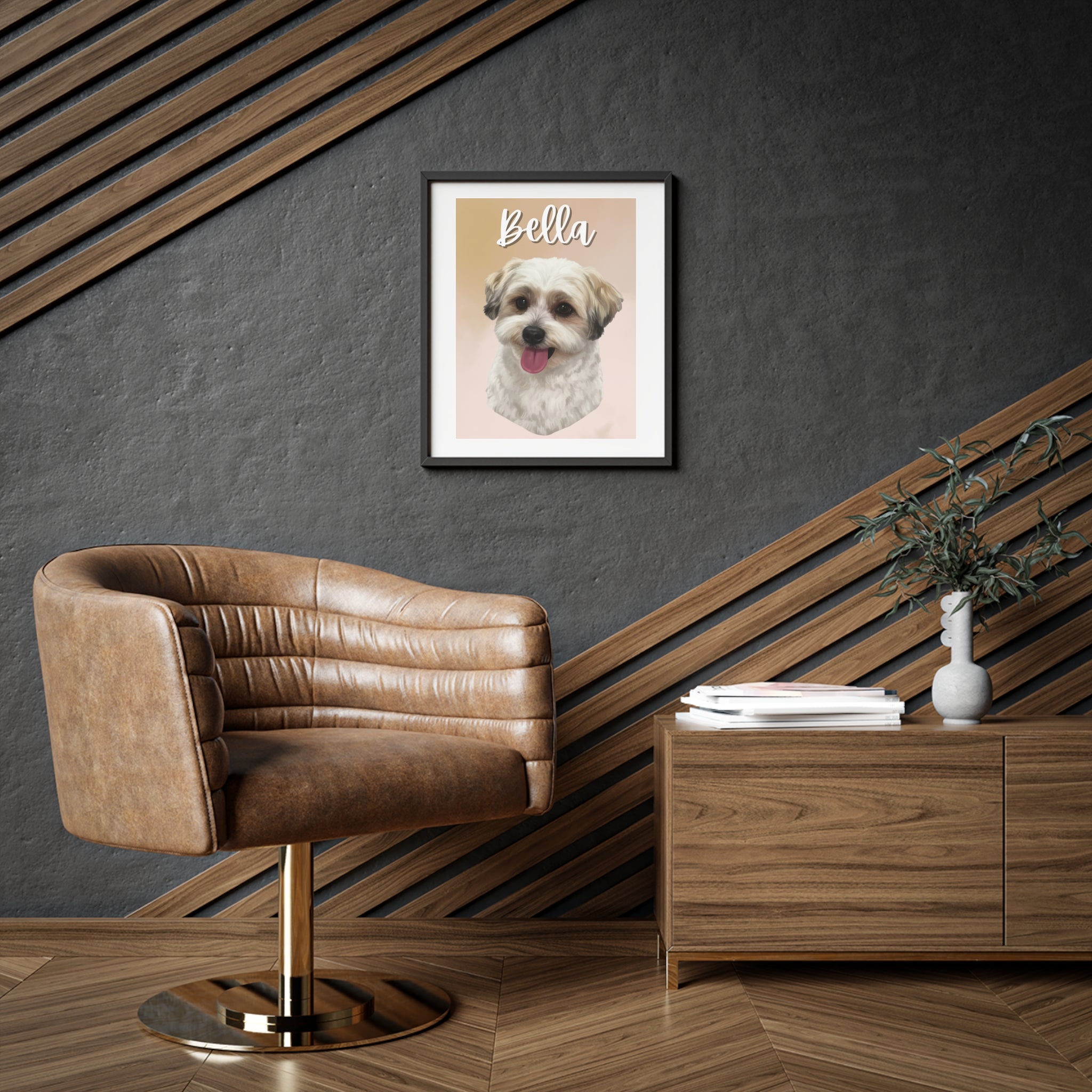 (Bella) Playful Dog Framed Poster