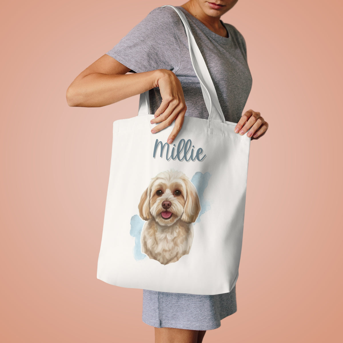 (Millie) Personalized Dog Lover Tote Bag