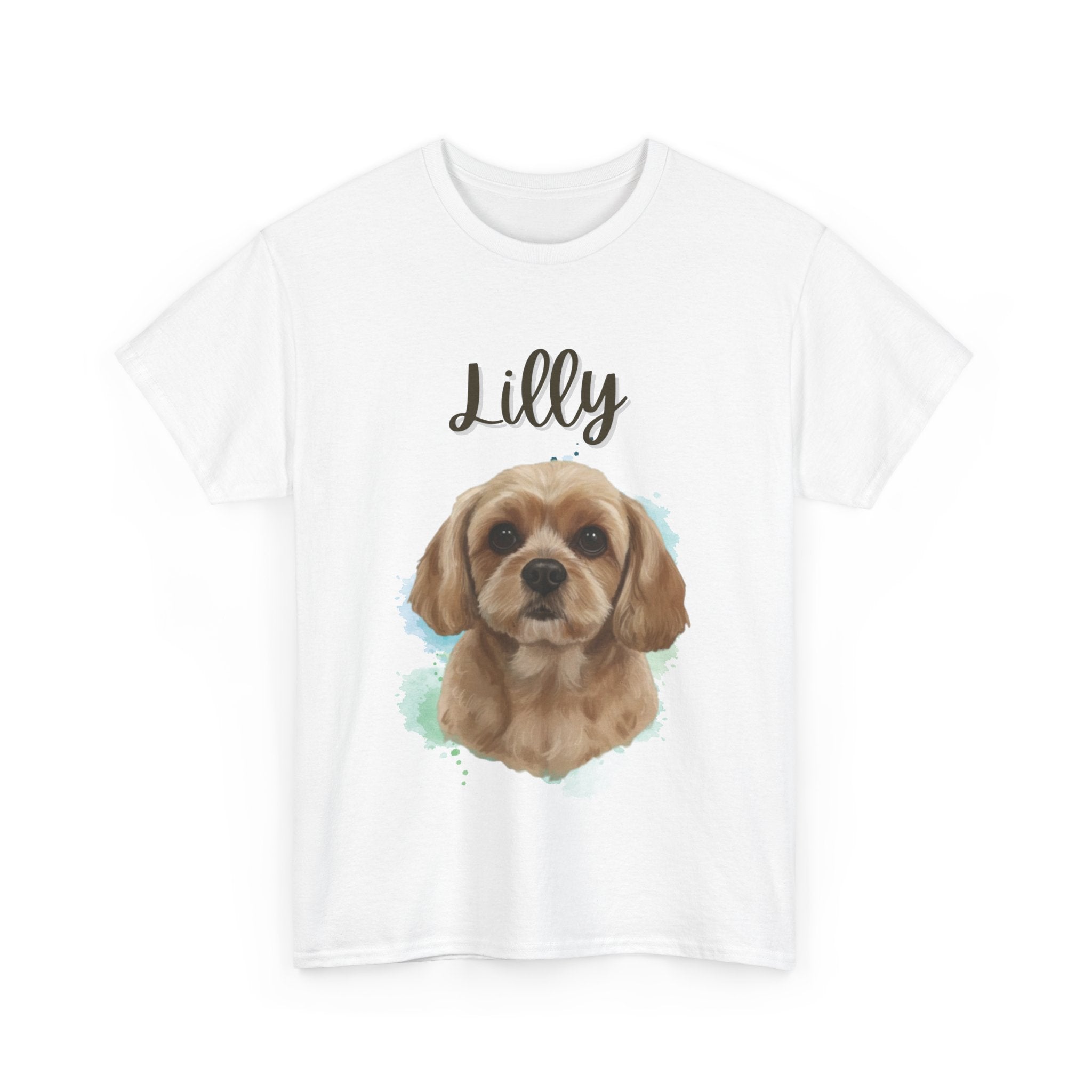 (Lilly) Whimsical Dog Portrait Tee Shirt