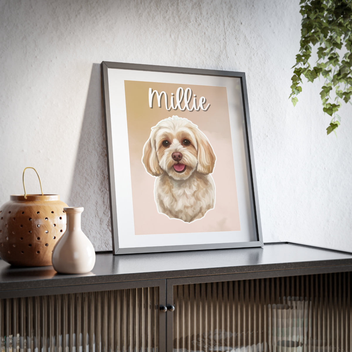 (Millie) Playful Dog Framed Poster