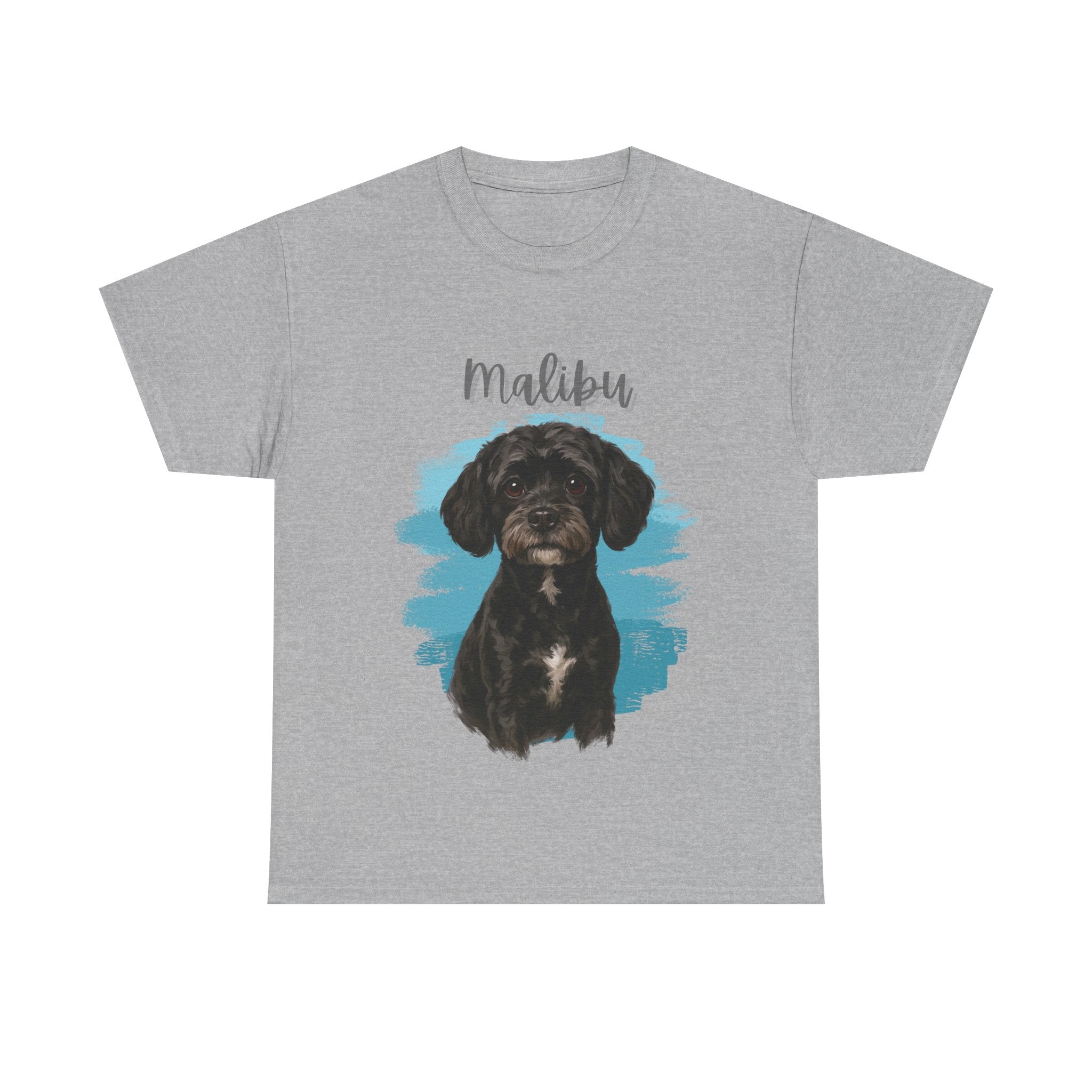 (Malibu) Whimsical Dog Portrait Tee Shirt