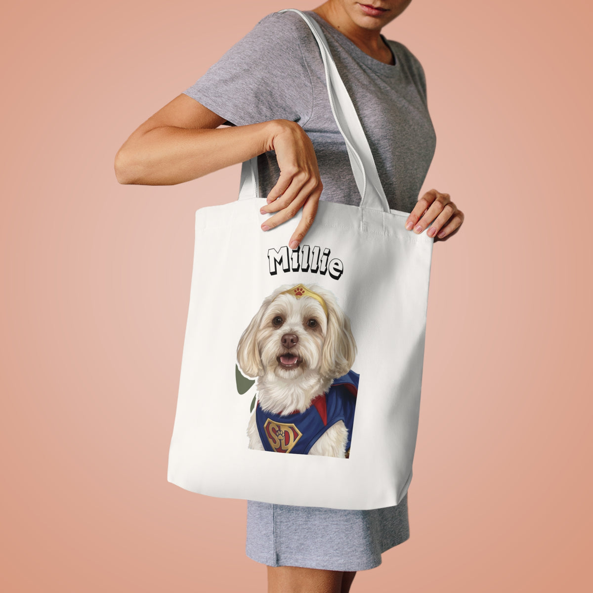 (Millie) Personalized Dog Lover Tote Bag
