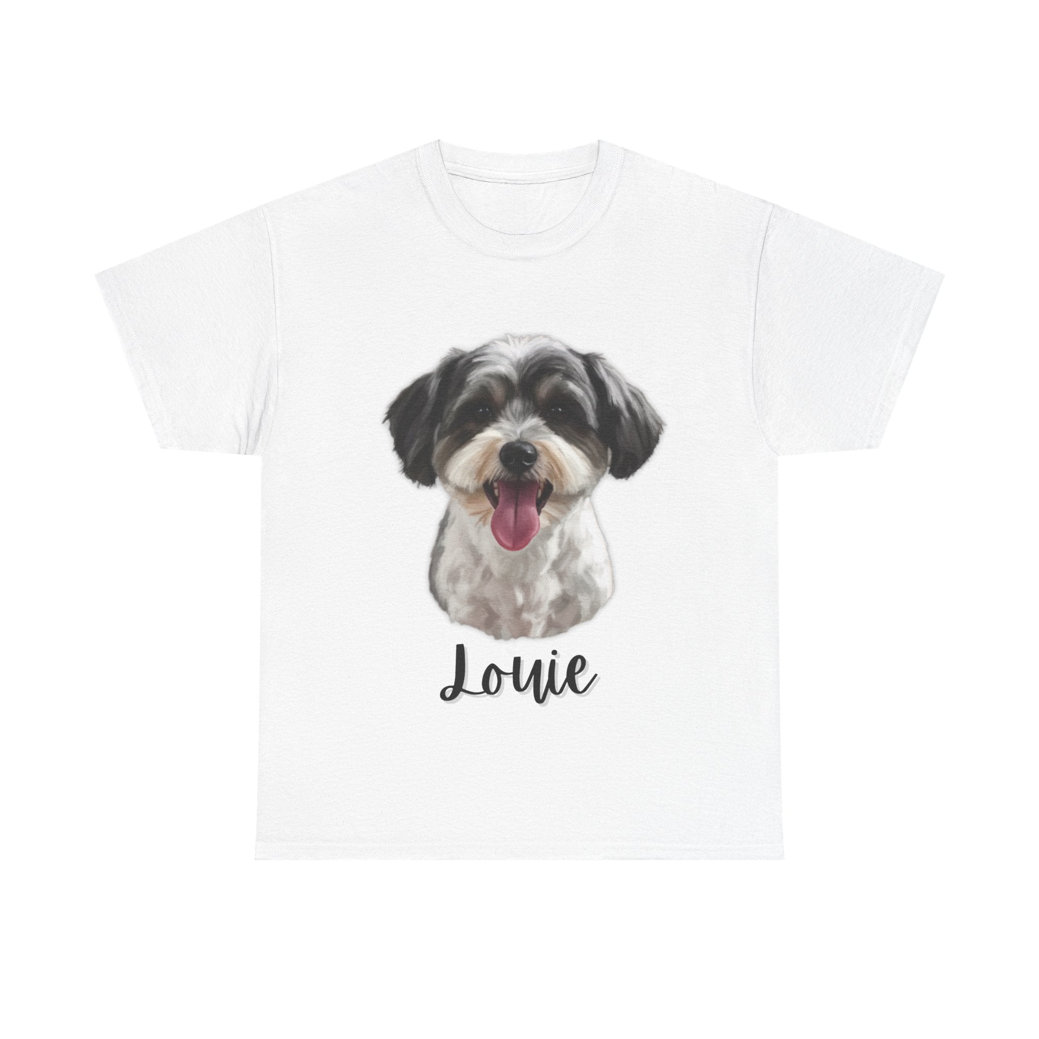 (Louie) Whimsical Dog Portrait Tee Shirt
