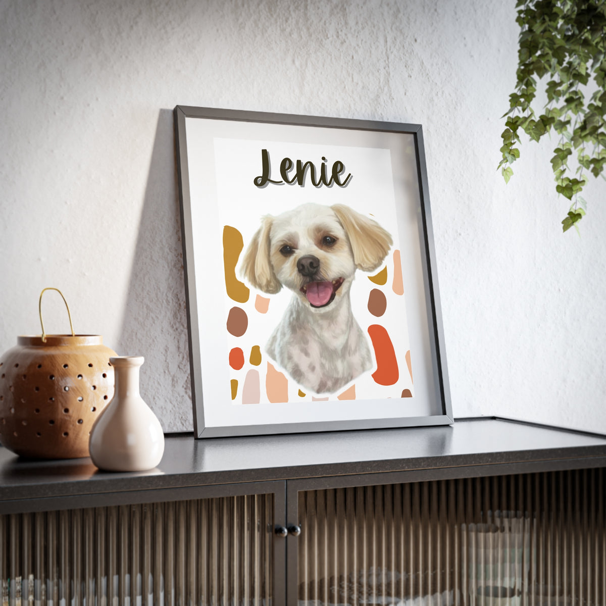 (Lenie) Playful Dog Framed Poster