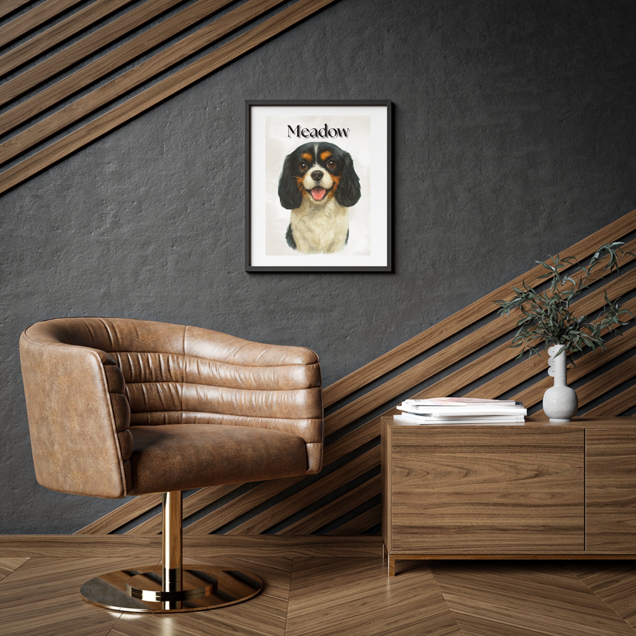 (Meadow) Playful Dog Framed Poster