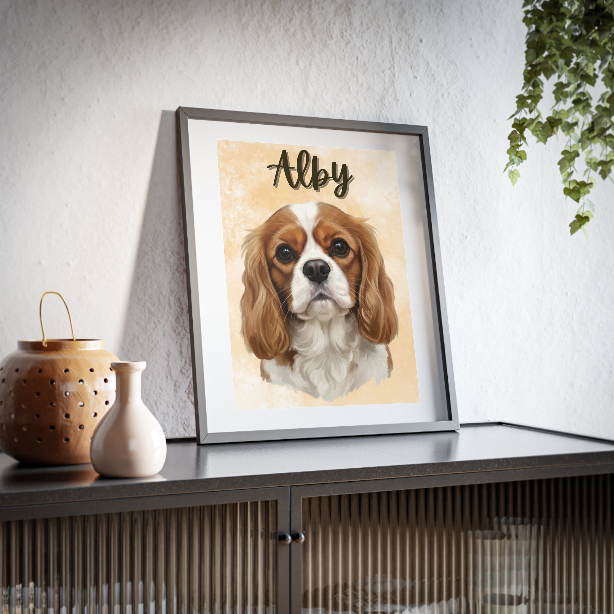 (Alby) Playful Dog Framed Poster