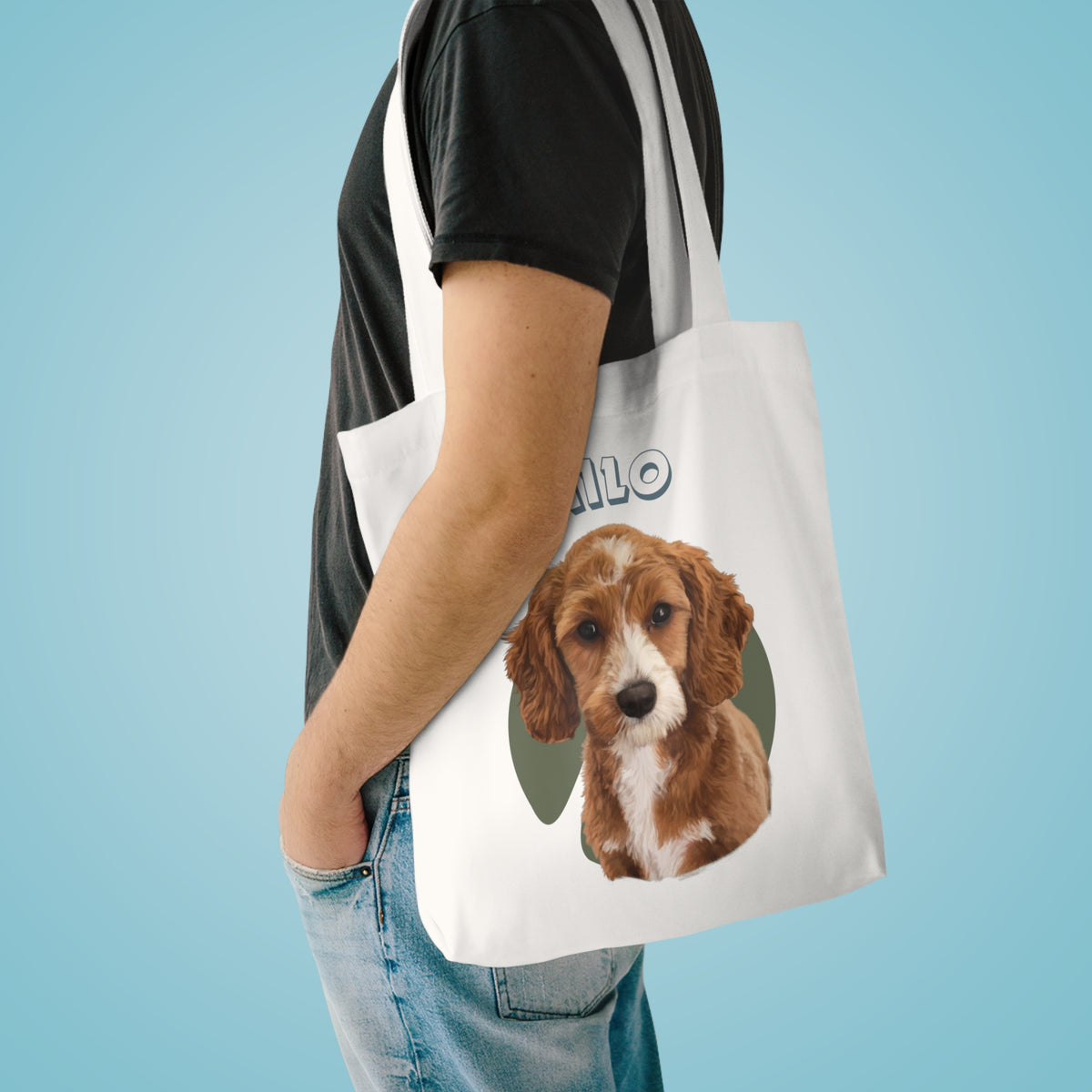 (Milo) Personalized Dog Lover Tote Bag