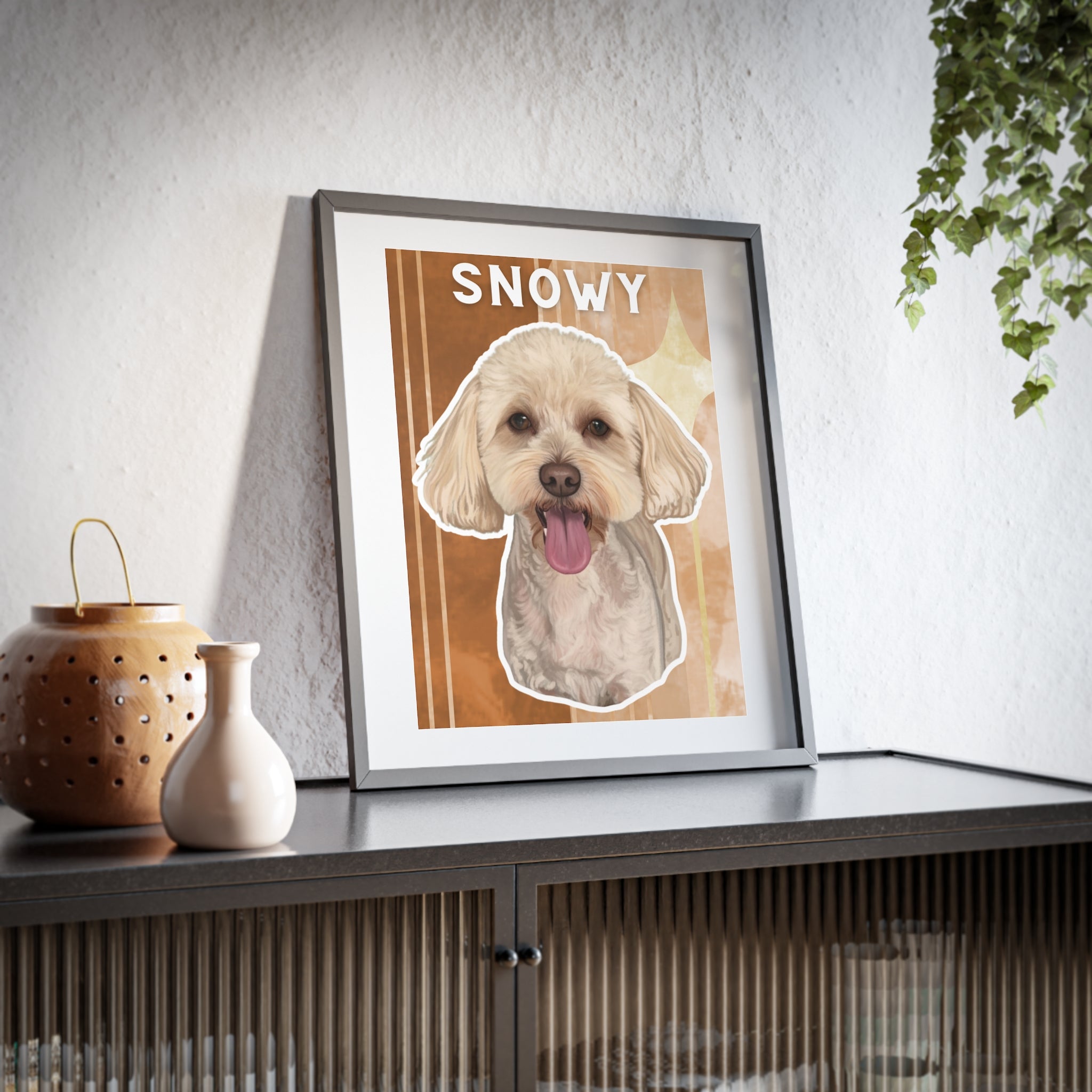 (Snowy) Playful Dog Framed Poster