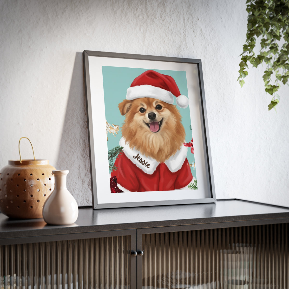 (Jessie) Playful Dog Framed Poster