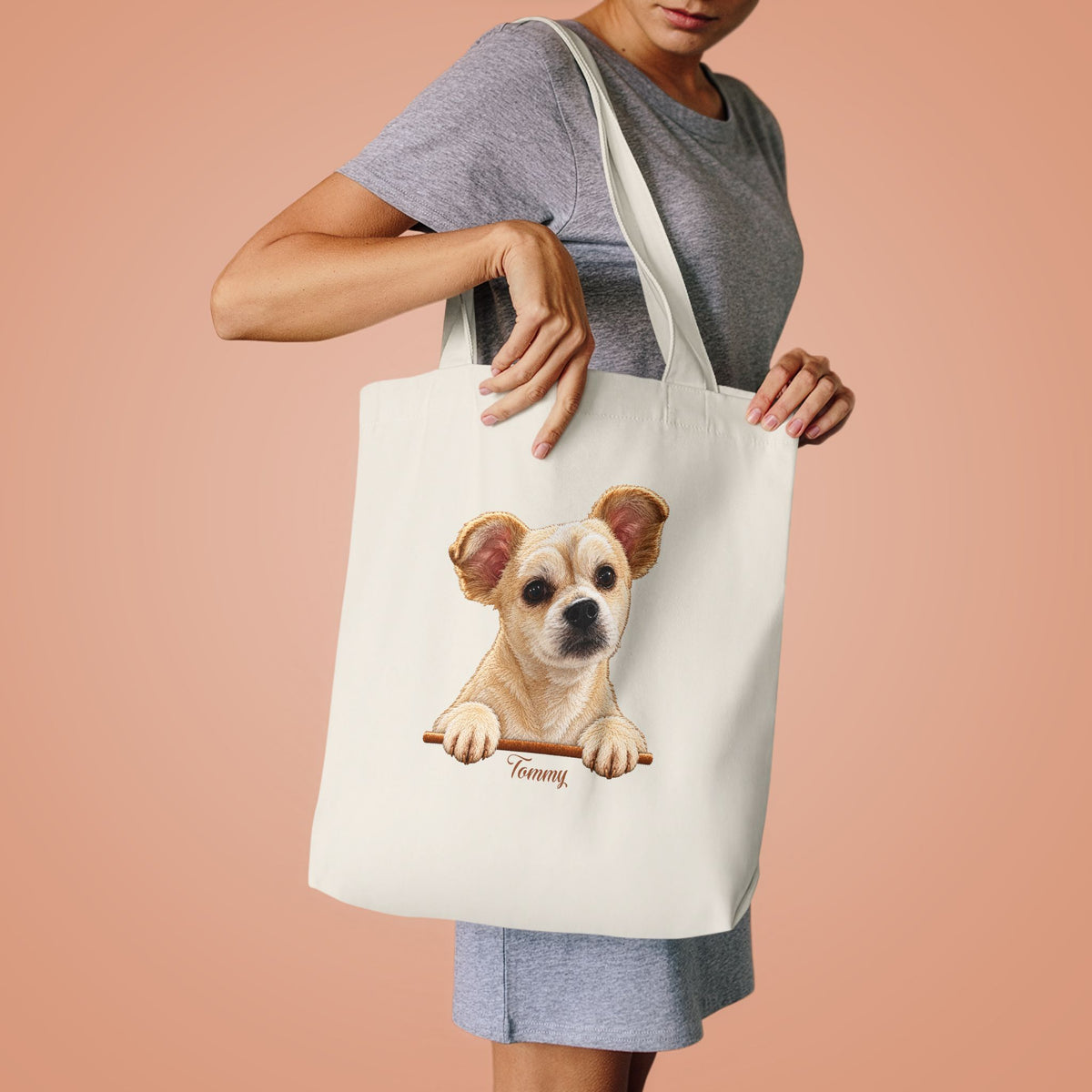 (Tommy) Personalized Dog Lover Tote Bag