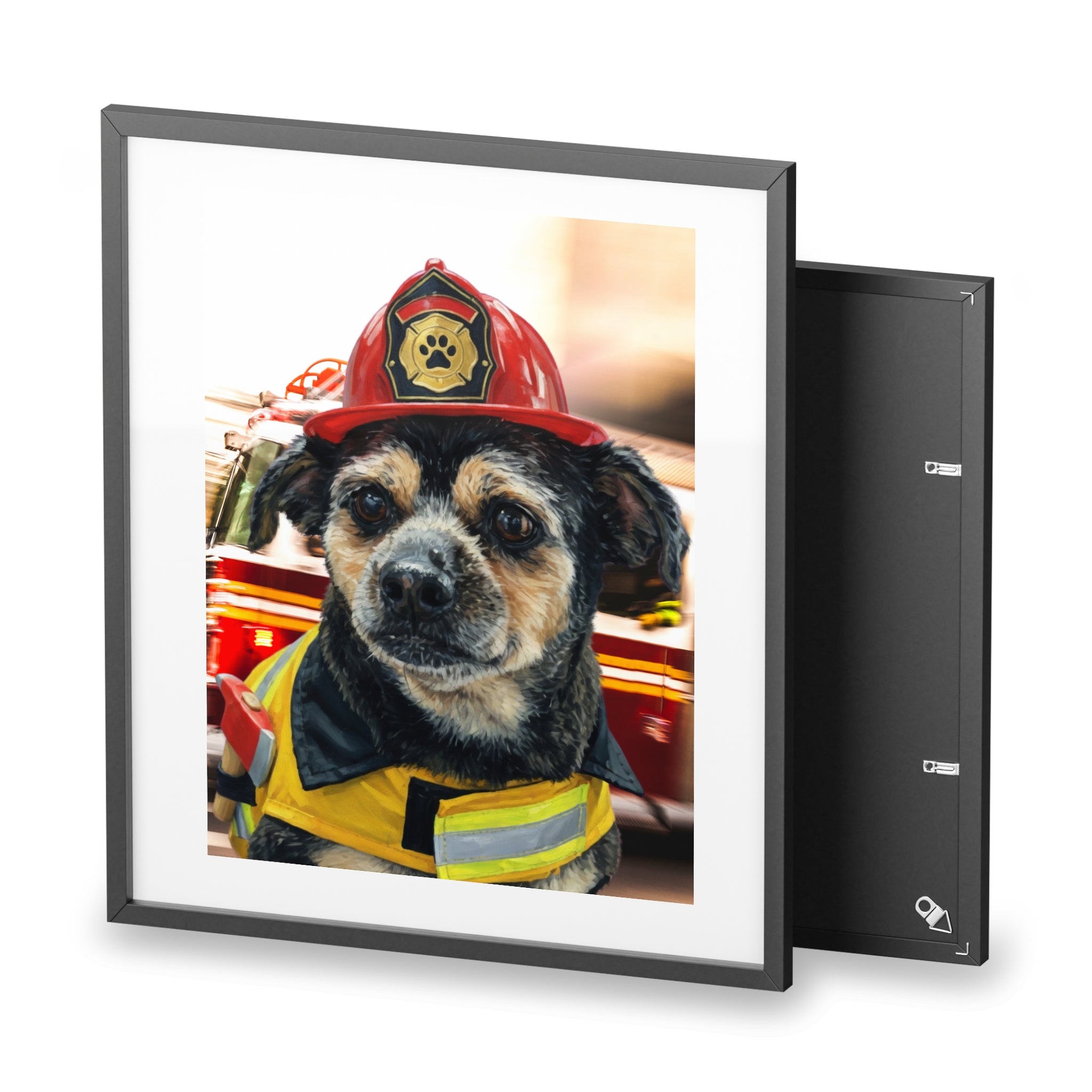 (Pugs) Playful Dog Framed Poster