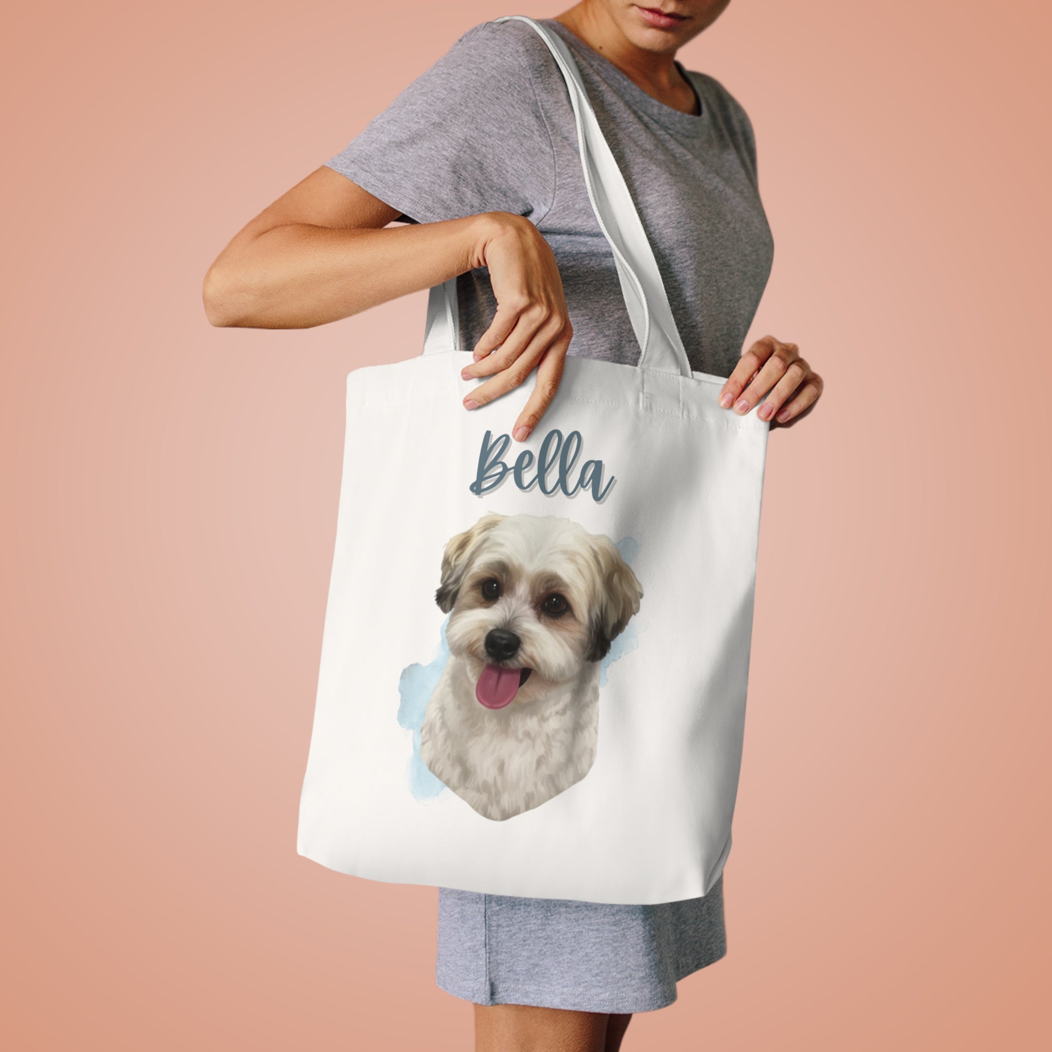 (Bella) Personalized Dog Lover Tote Bag