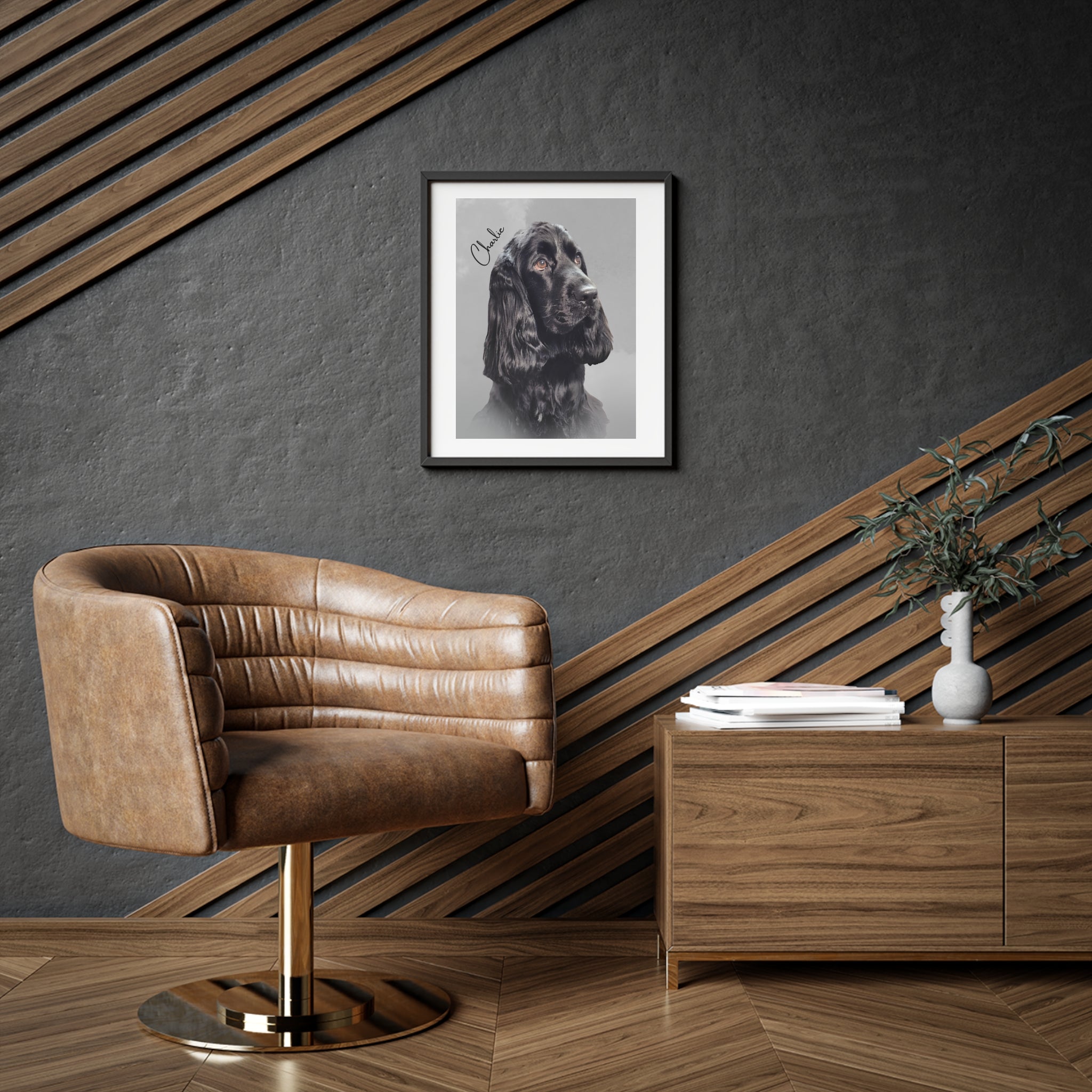 (Charlie) Playful Dog Framed Poster