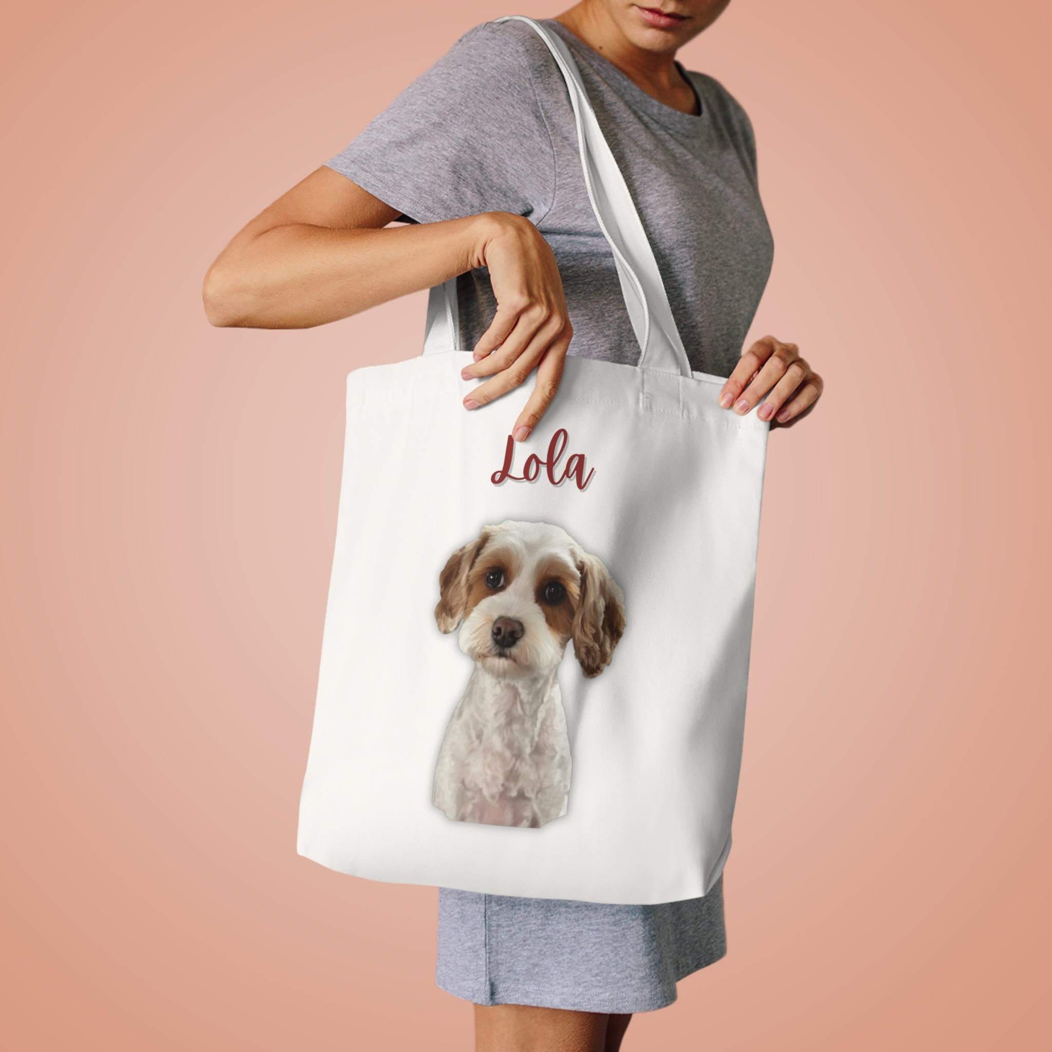(Lola) Personalized Dog Lover Tote Bag