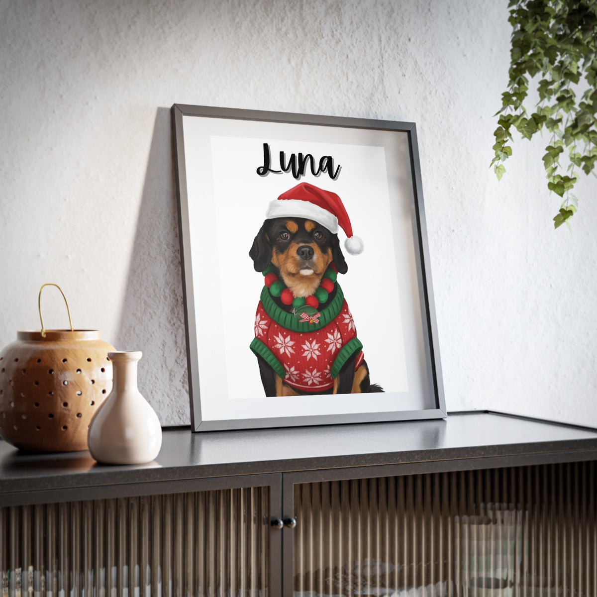 (Luna) Playful Dog Framed Poster