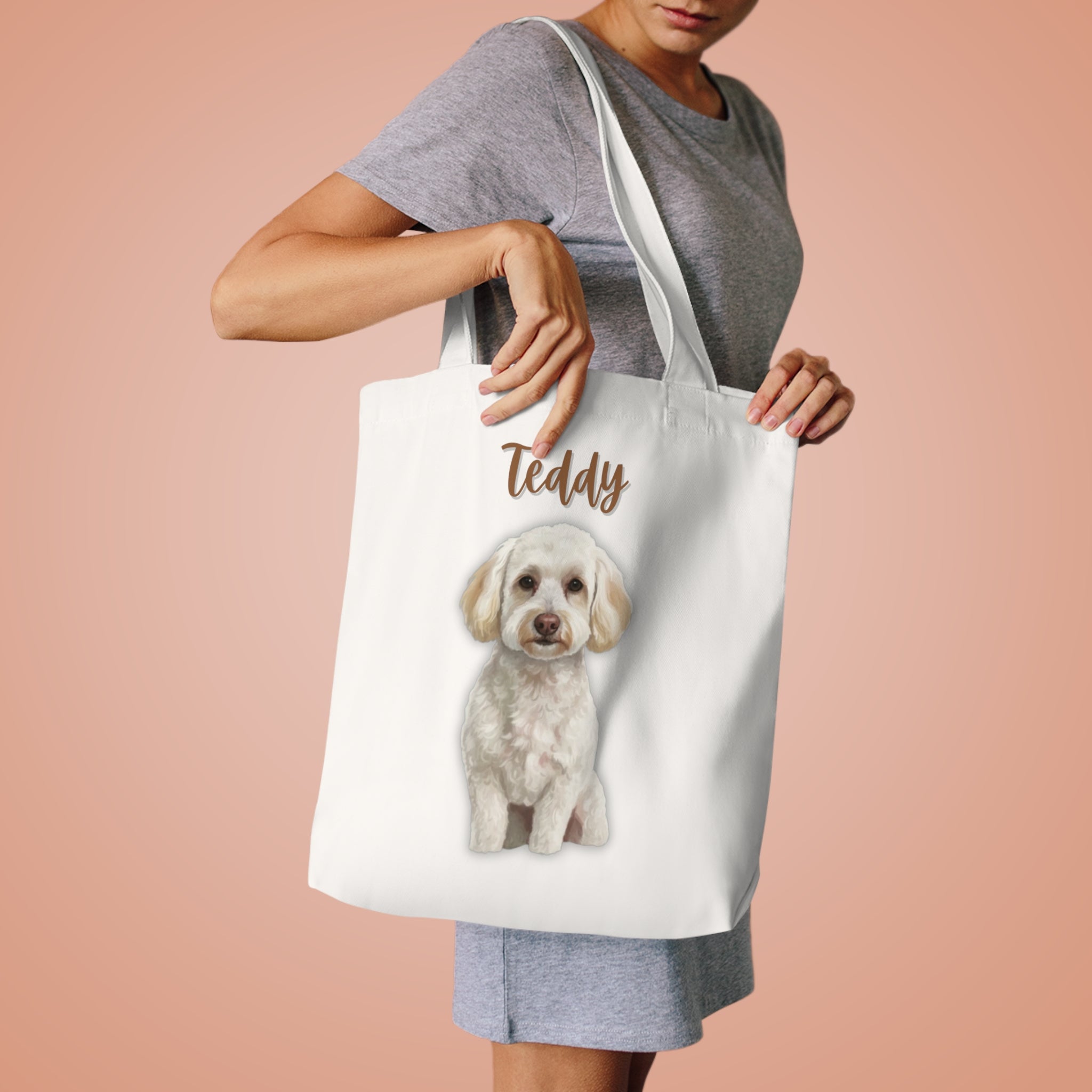 (Teddy) Personalized Dog Lover Tote Bag