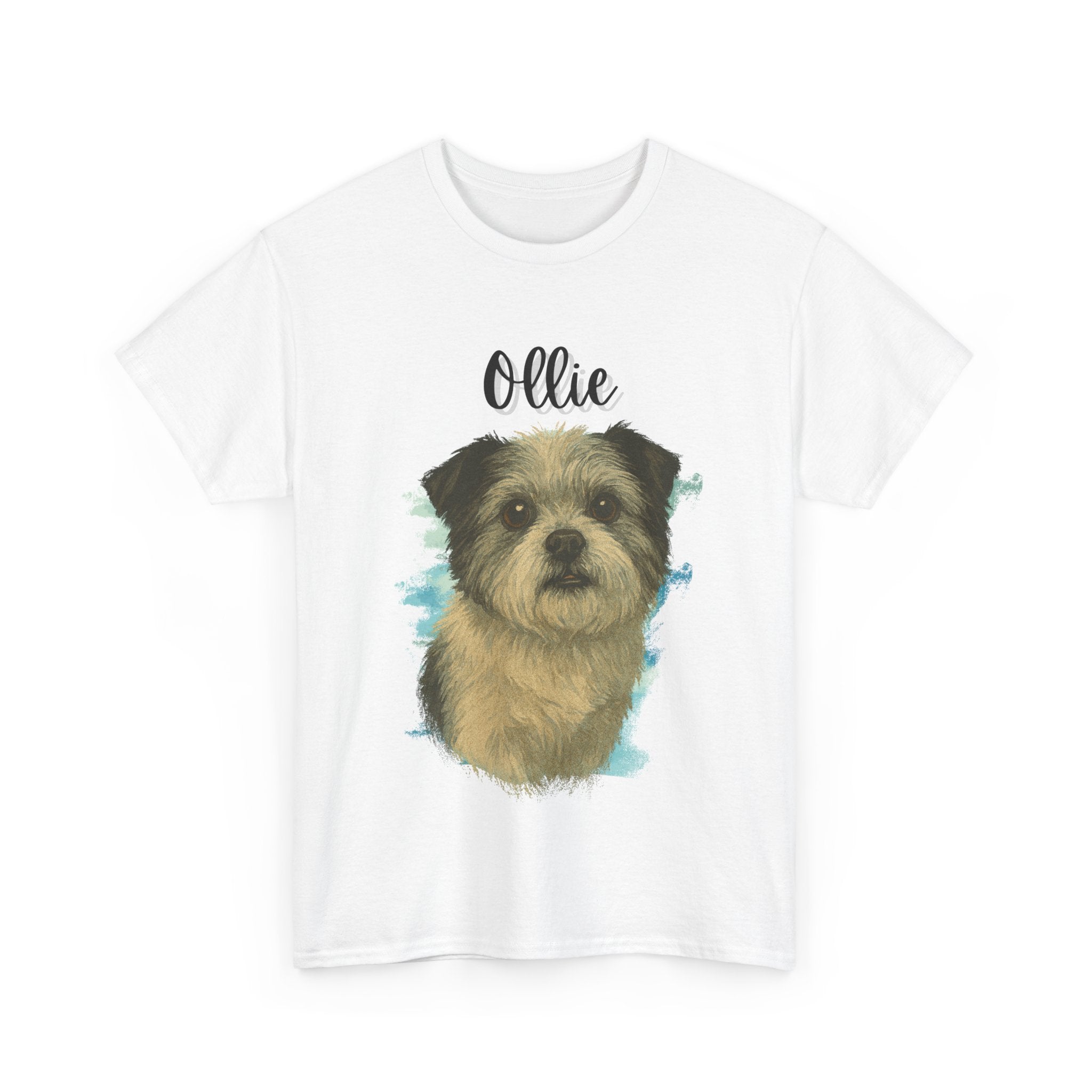 (Ollie) Whimsical Dog Portrait Tee Shirt