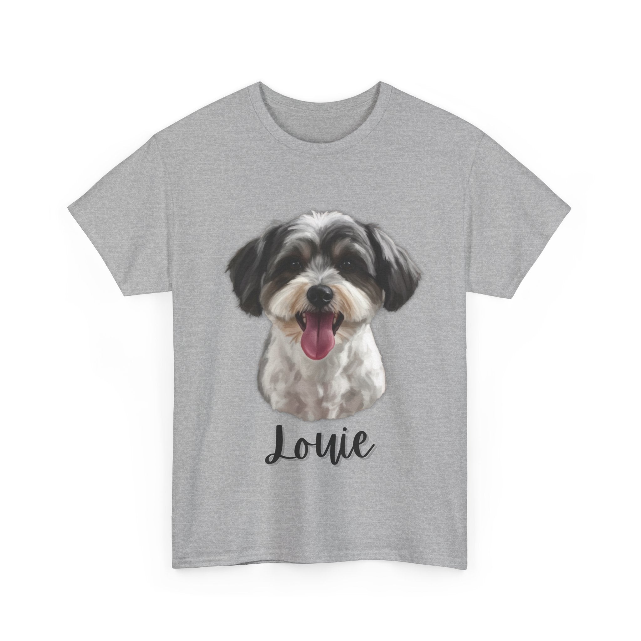 (Louie) Whimsical Dog Portrait Tee Shirt