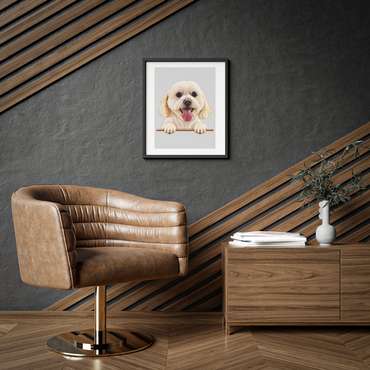(Teddy) Playful Dog Framed Poster