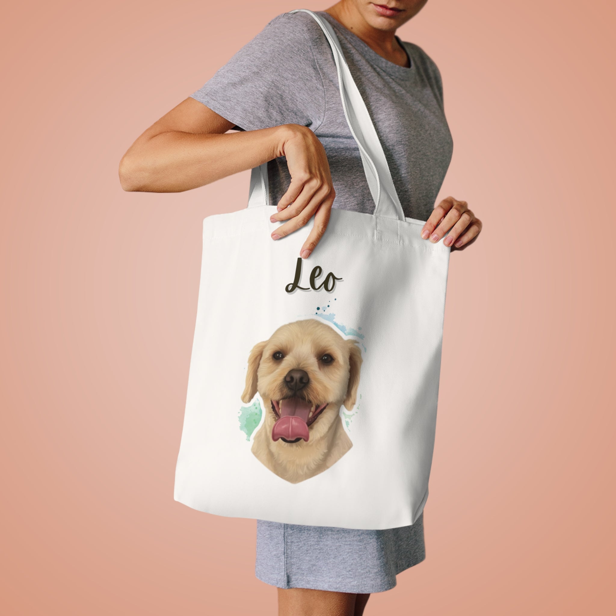 (Leo) Personalized Dog Lover Tote Bag