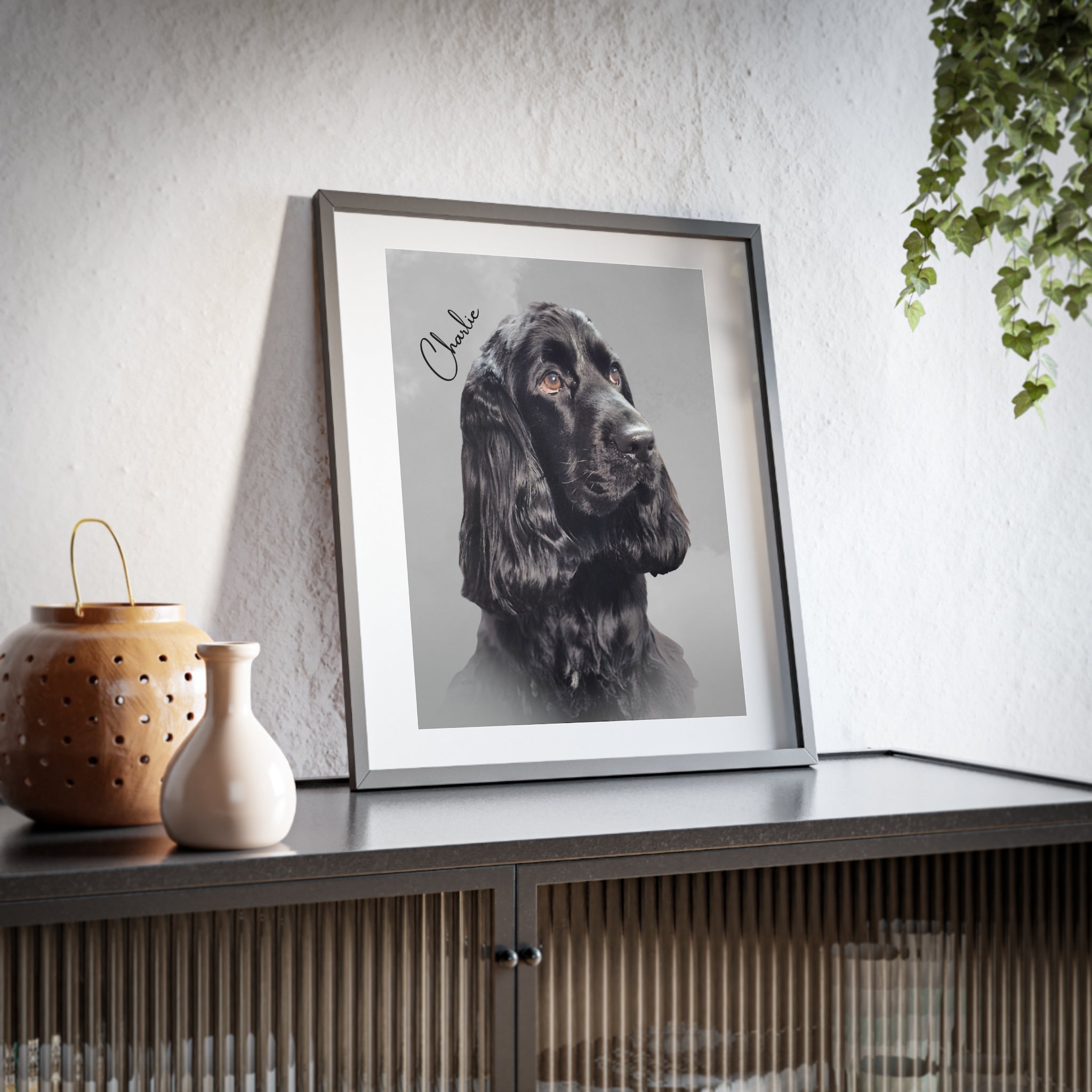 (Charlie) Playful Dog Framed Poster