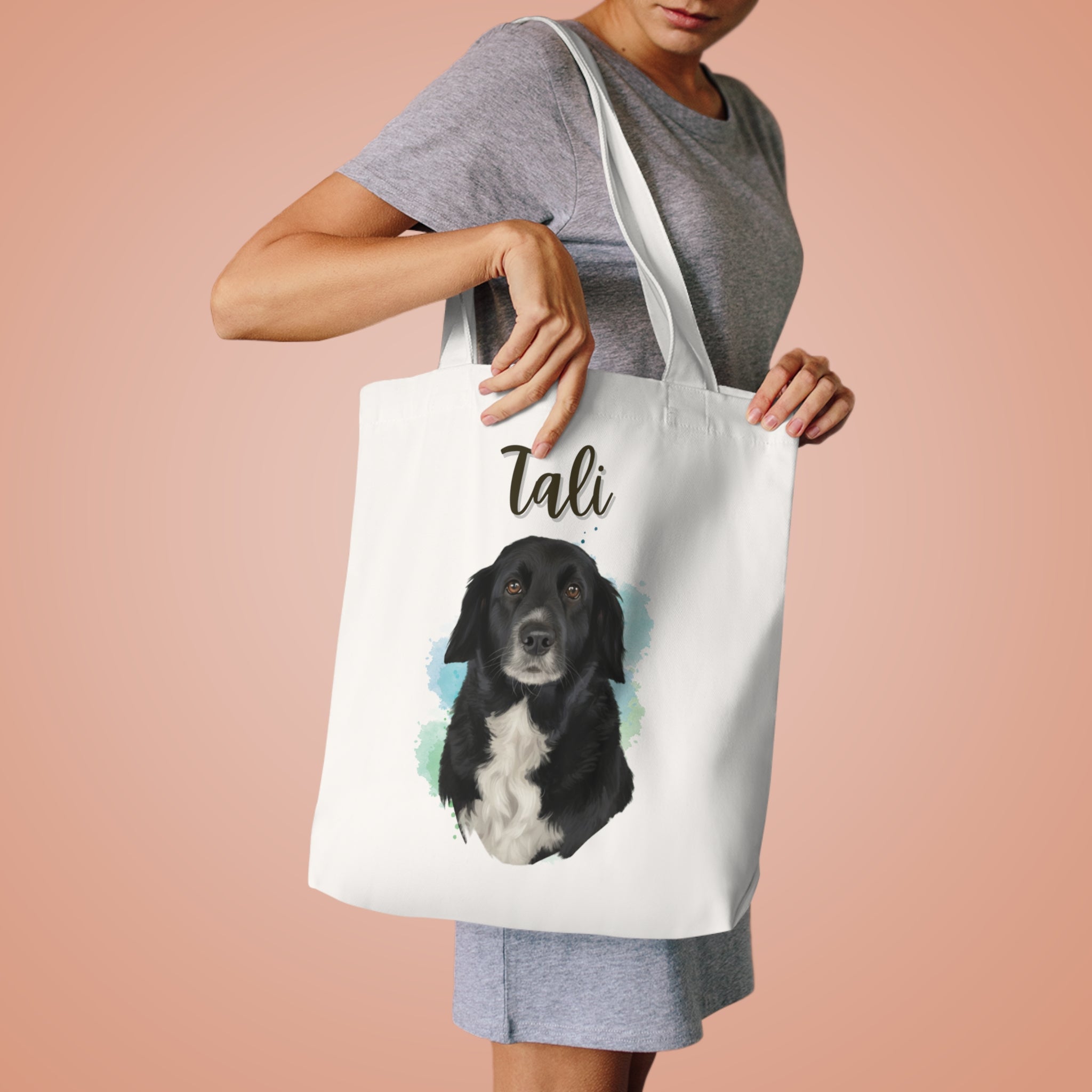 (Tali) Personalized Dog Lover Tote Bag
