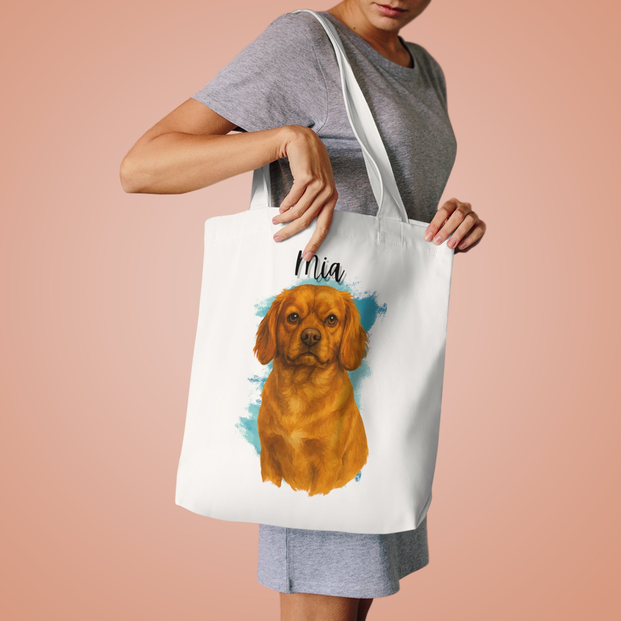(Mia) Personalized Dog Lover Tote Bag